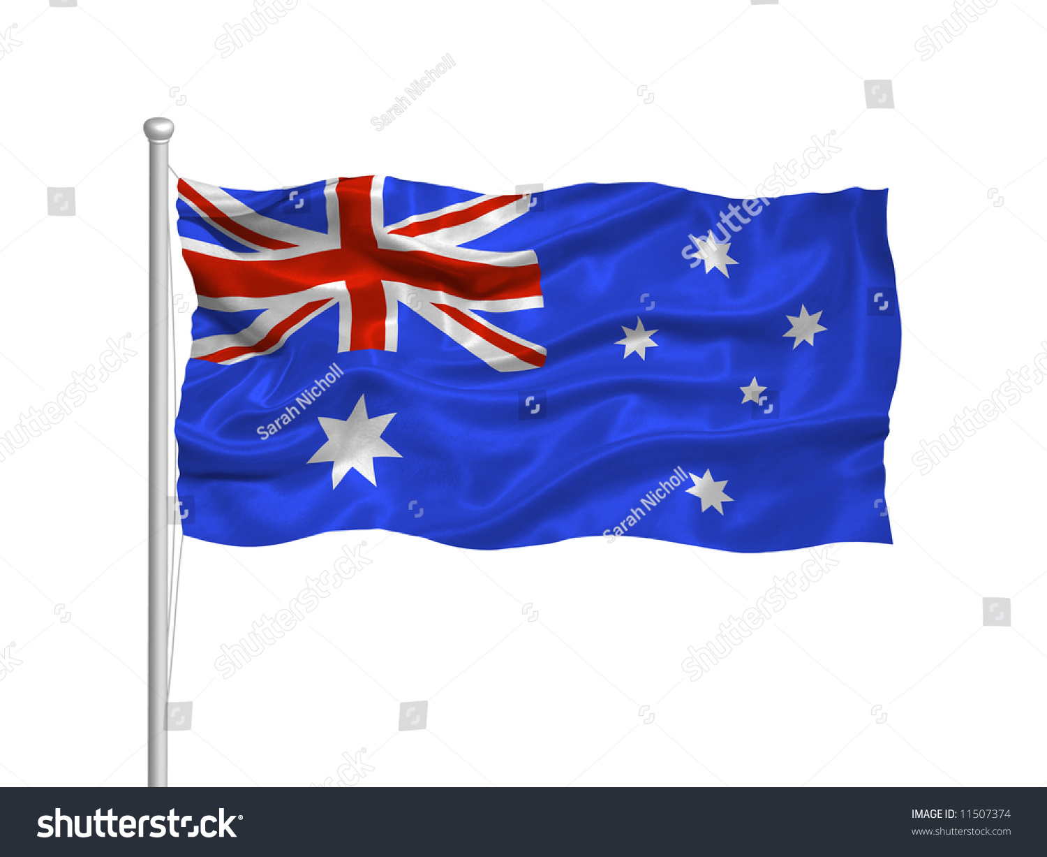 Waving Australian Flag On White Stock Photo 11507374 : Shutterstock