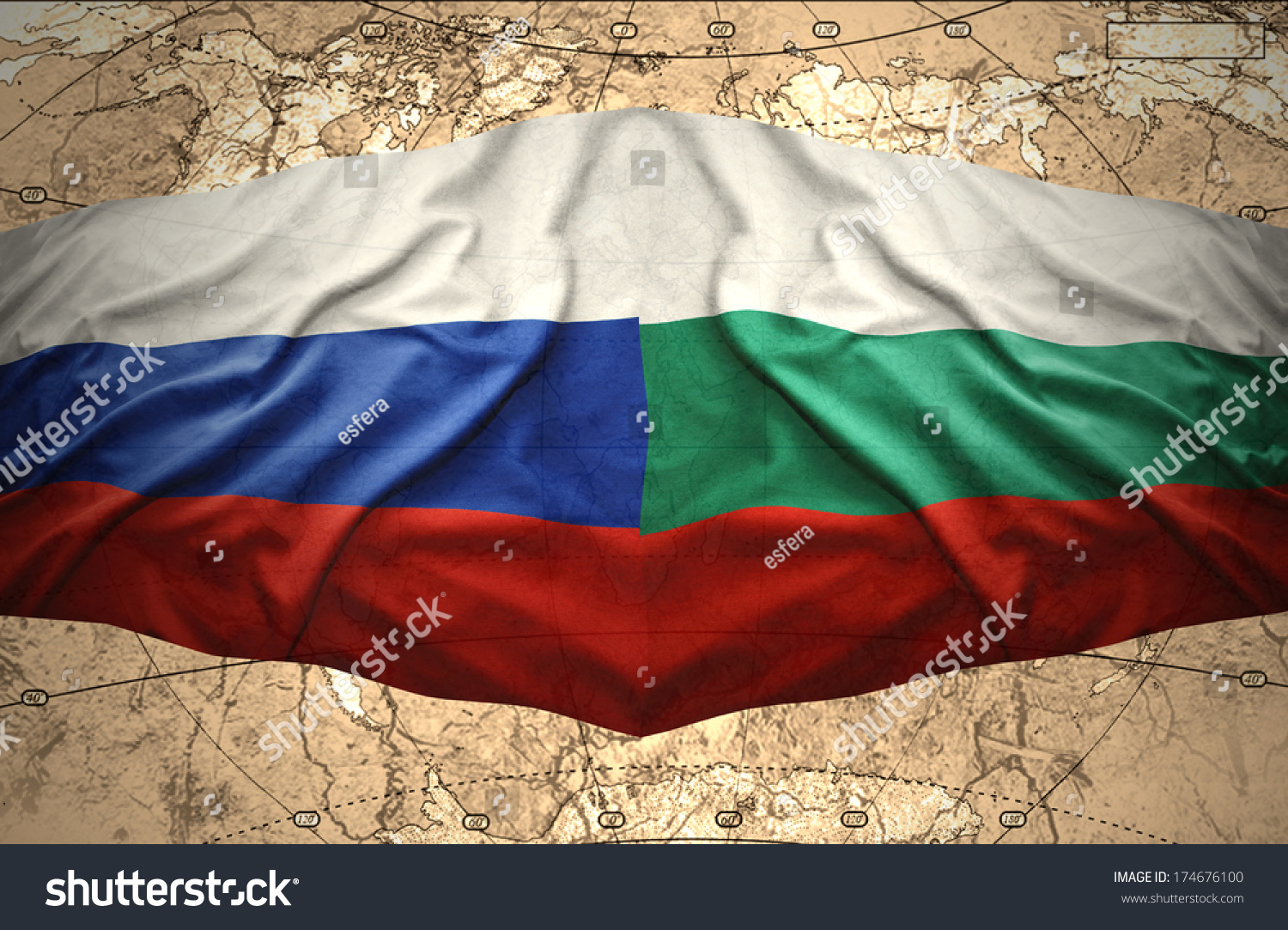 waving-bulgarian-russian-flags-political-map