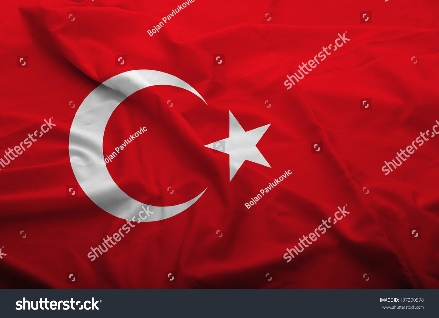 Waving Flag Turkey Flag Has Real Stock Photo 137200598 | Shutterstock