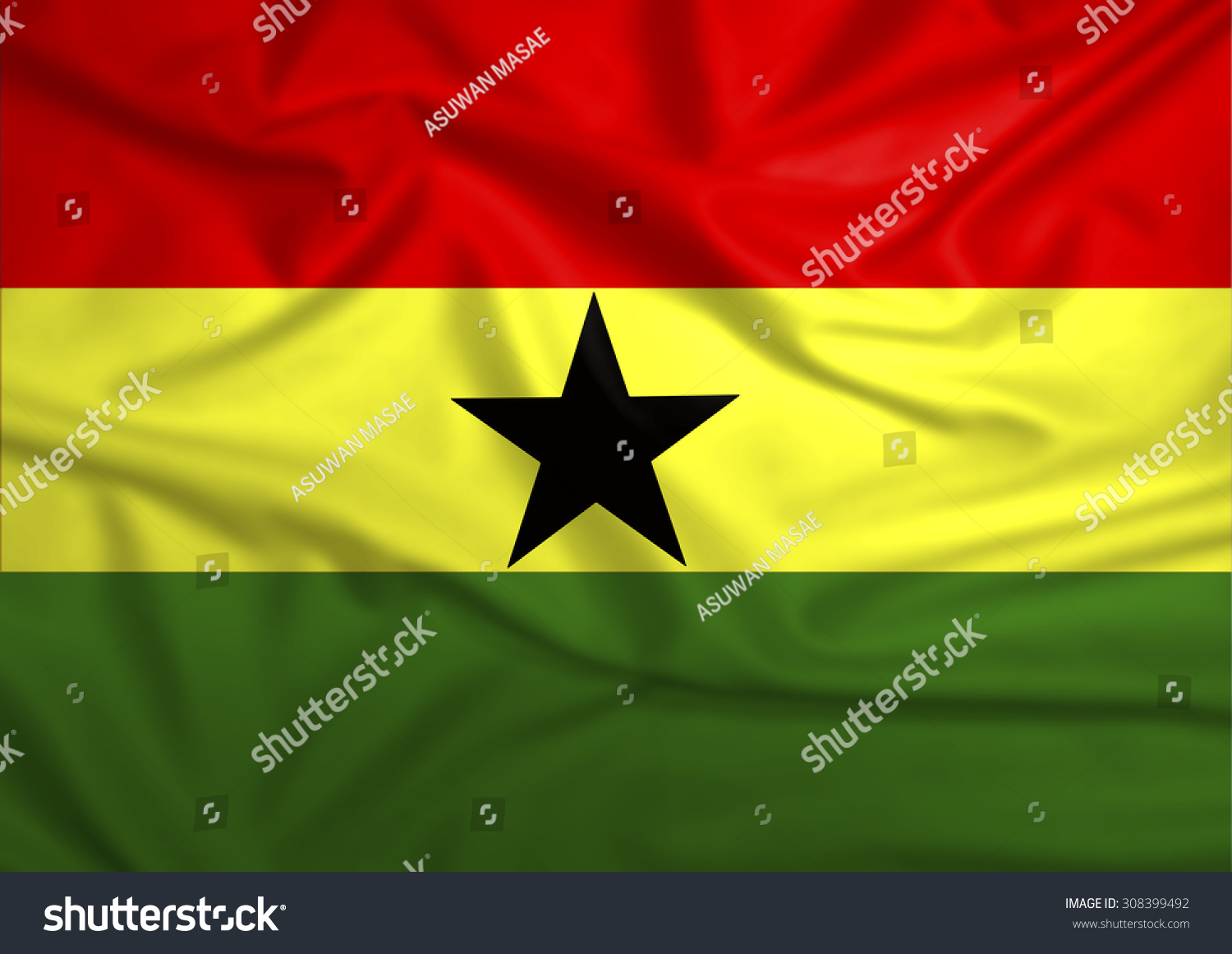 Waving Ghana Flag Stock Illustration 308399492 - Shutterstock