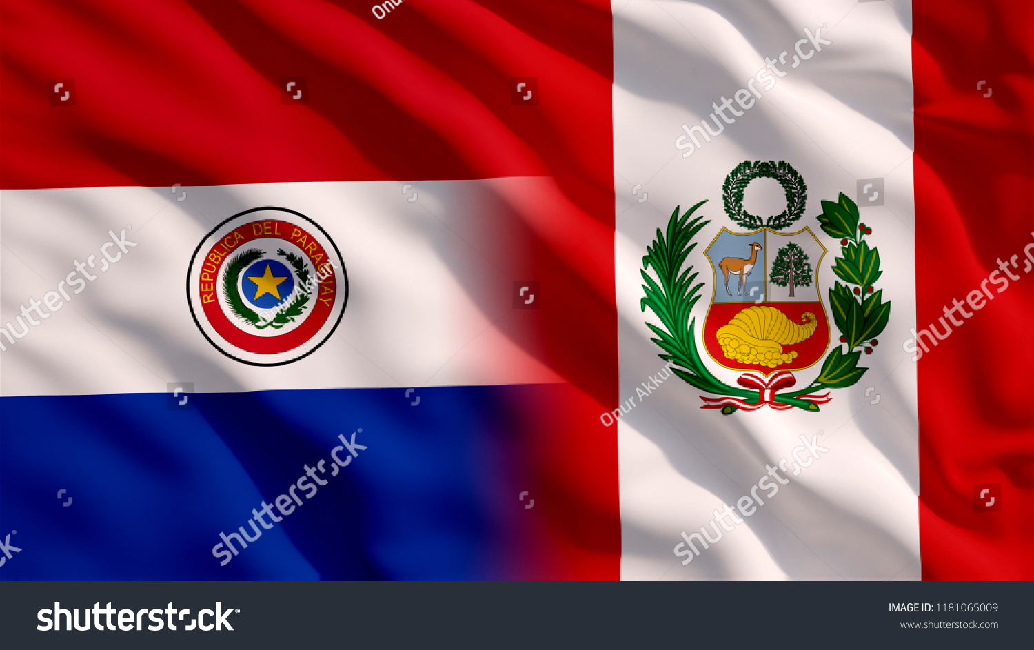 Waving Paraguay Peru Flag Stock Illustration 1181065009