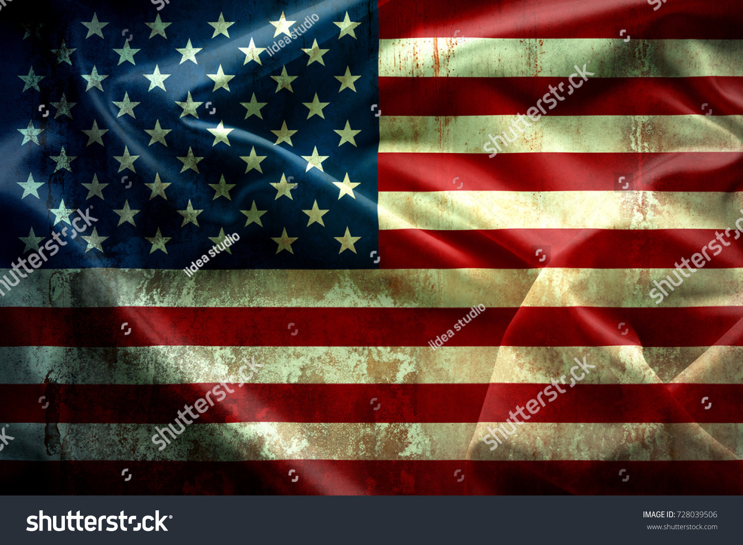 Waving Vintage American Flag United States Stock Photo (Edit Now) 728039506