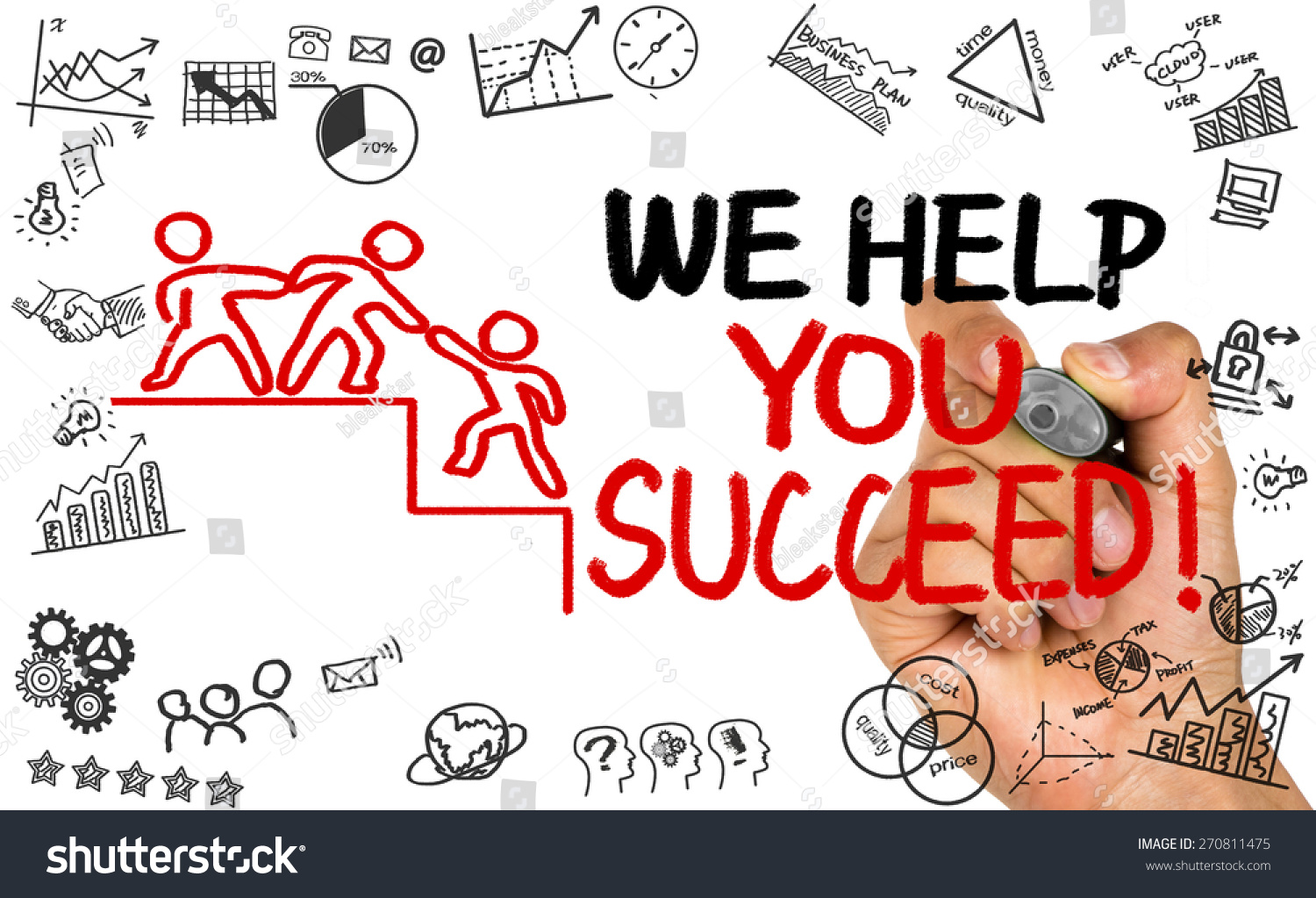 We Help You Succeed Concept Hand Drawing On Whiteboard Stock Photo ...