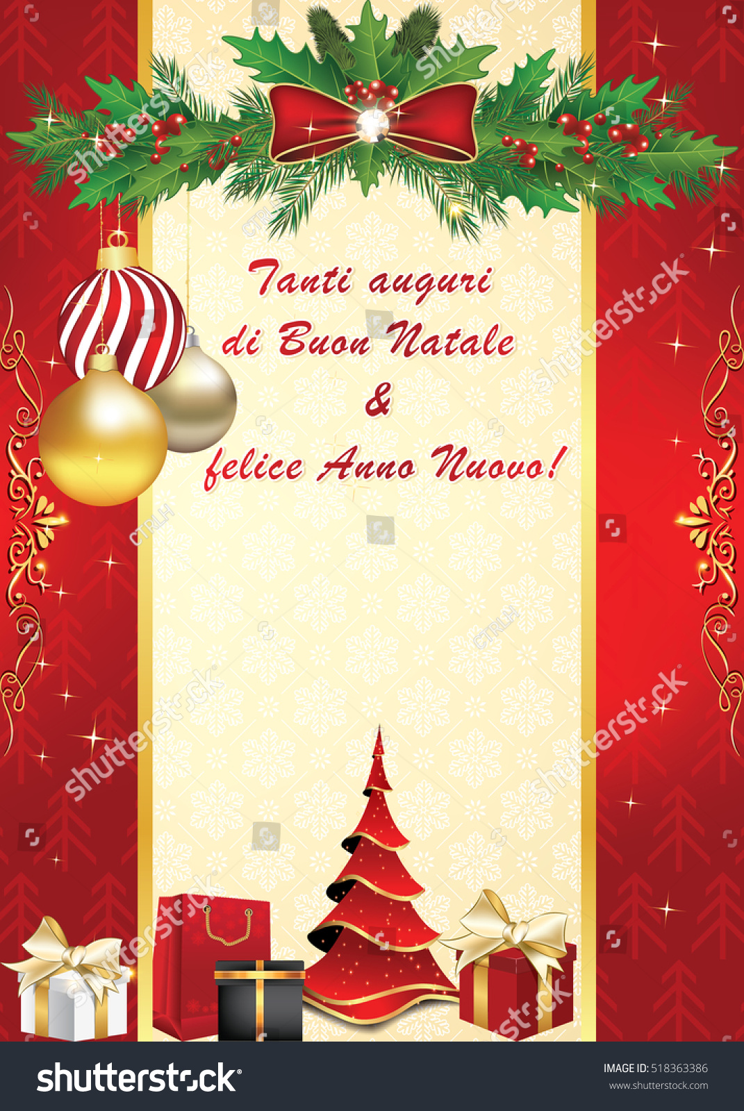 Auguri Di Buon Natale We Wish.We Wish You Merry Christmas Happy Stock Illustration 518363386