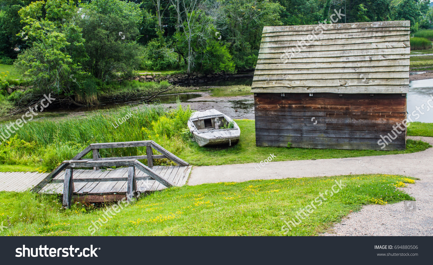 Weathered Colonial Cabin Row Boat Foot Stock Photo Edit Now