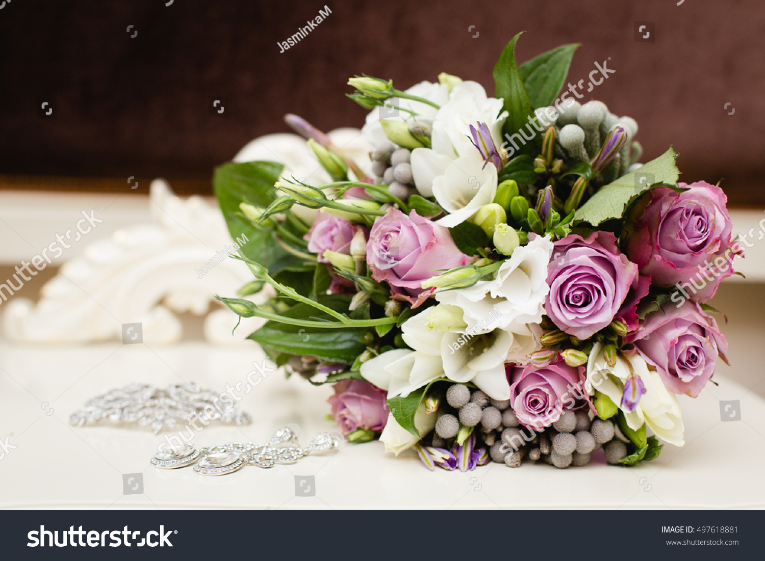 Wedding Accessories Brides Wedding Bouquet Purple Stock Photo Edit Now 497618881