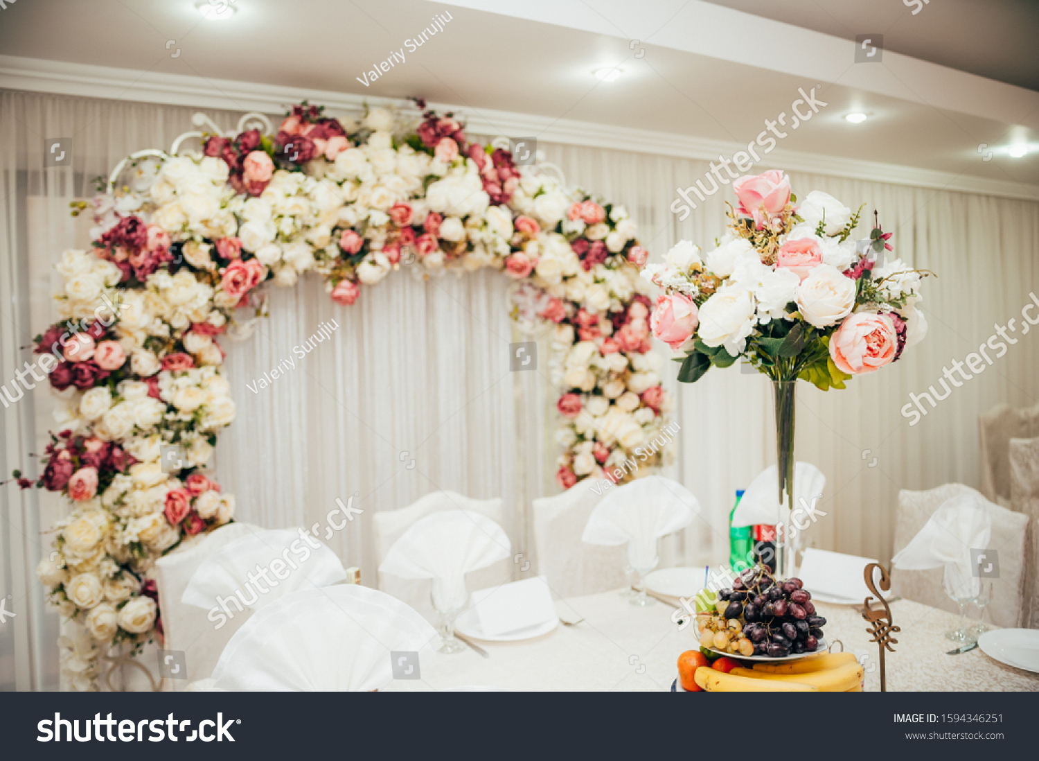 Wedding Restaurant Bride Groom Table Flower Stock Photo Edit Now 1594346251