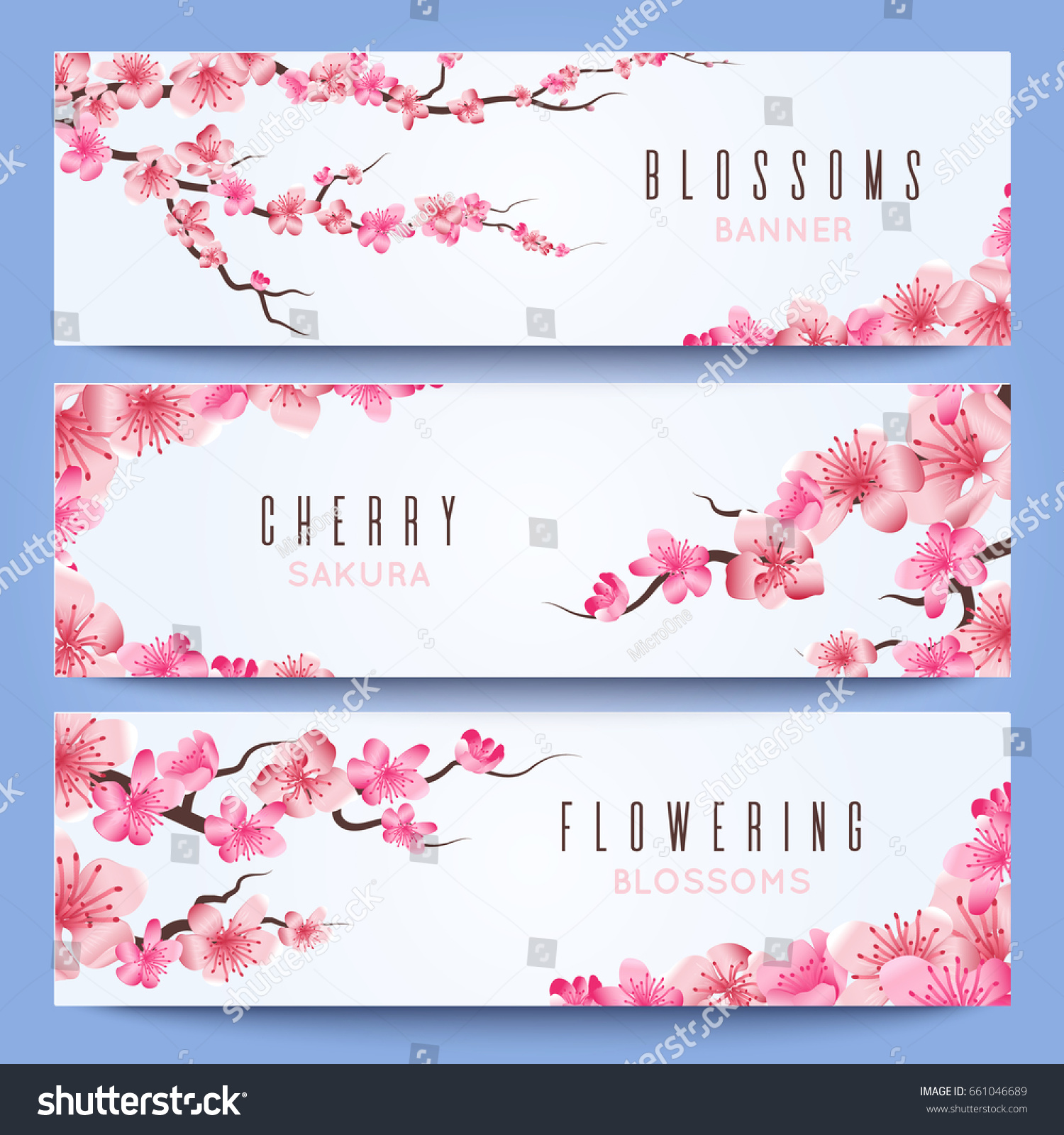 wedding banners template spring japan sakura stock illustration