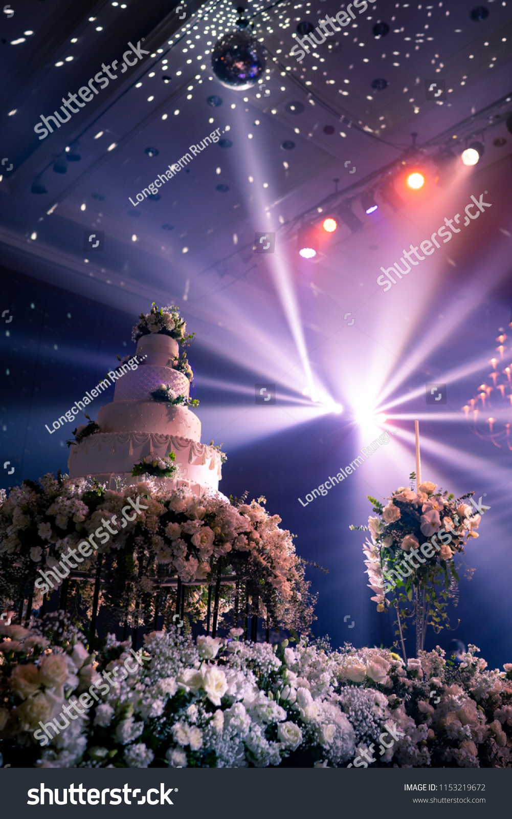 Wedding Cake On Stage Wedding Reception Stock Photo Edit Now