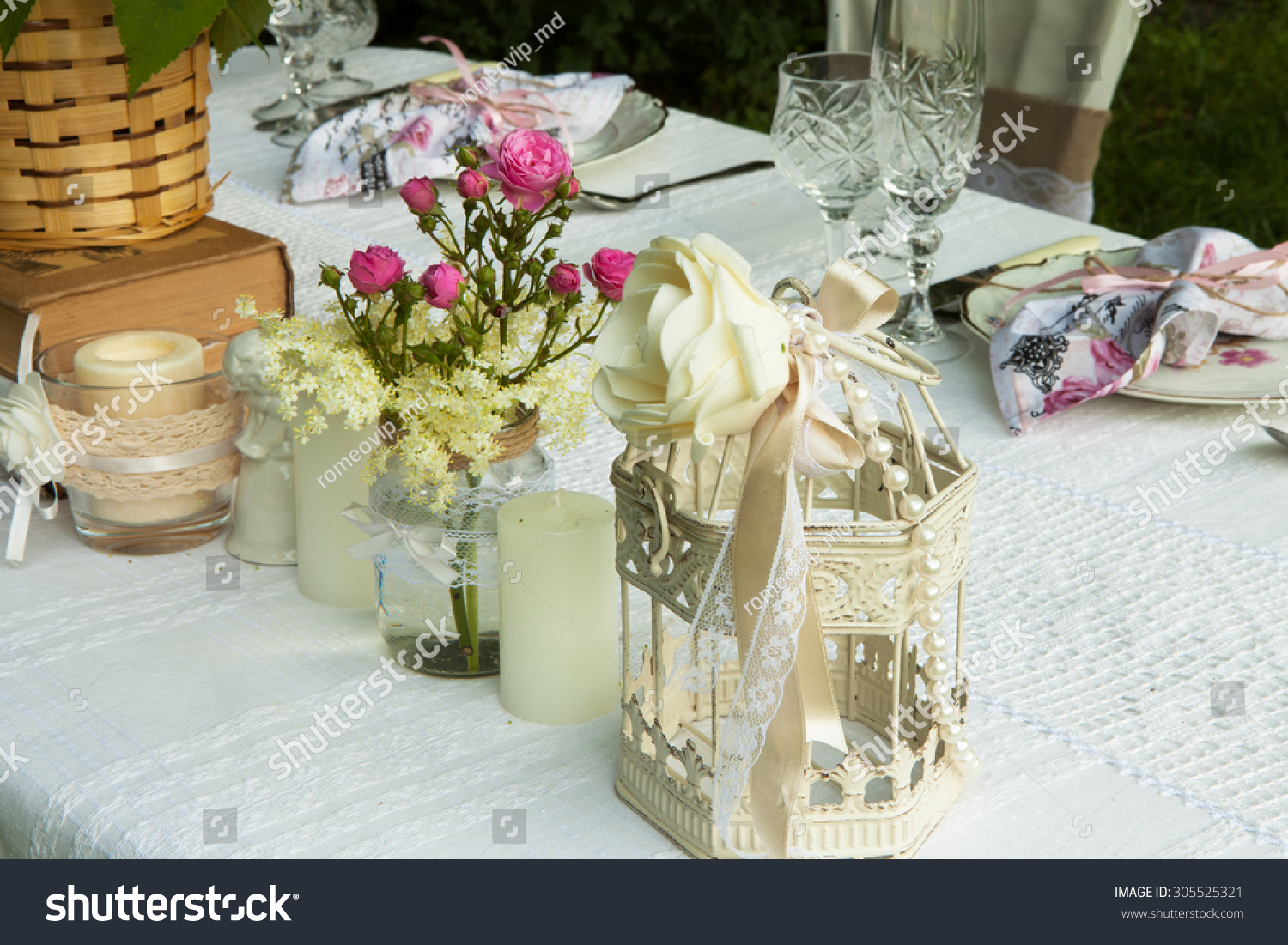 Wedding Decoration Forest Rustic Wedding Ceremony Stock Photo