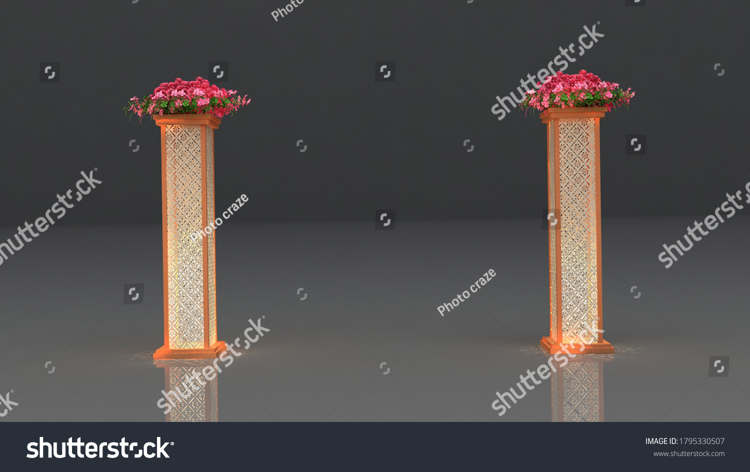 2 872 Wedding Pillar Images Stock Photos Vectors Shutterstock   Stock Photo Wedding Entrance Pillar D Rendering Design 1795330507 