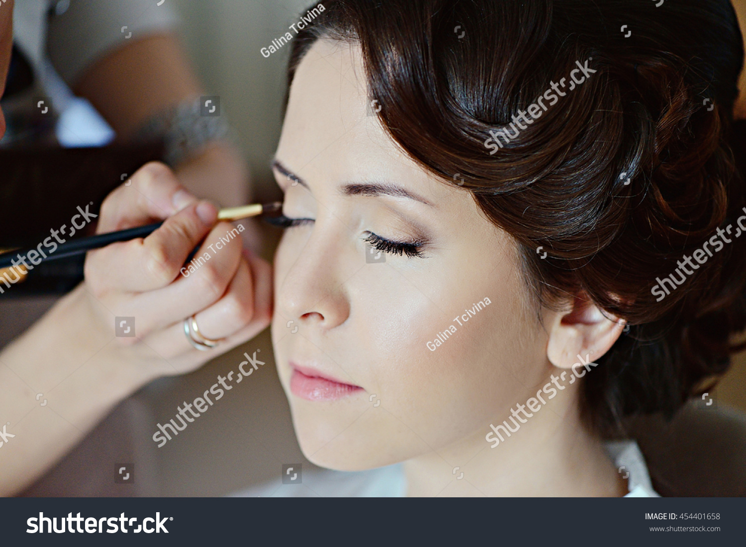 Wedding Makeup Artist Making Make Bride Stock Photo Edit Now