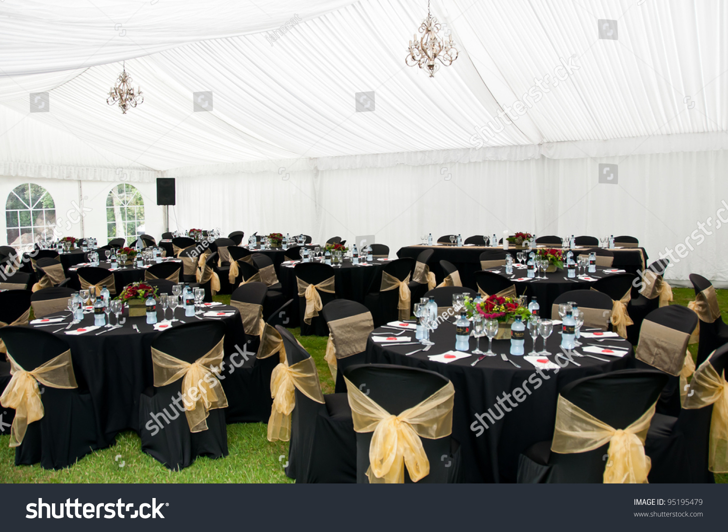 Wedding Marquee Black Gold Theme Stock Photo Edit Now 95195479