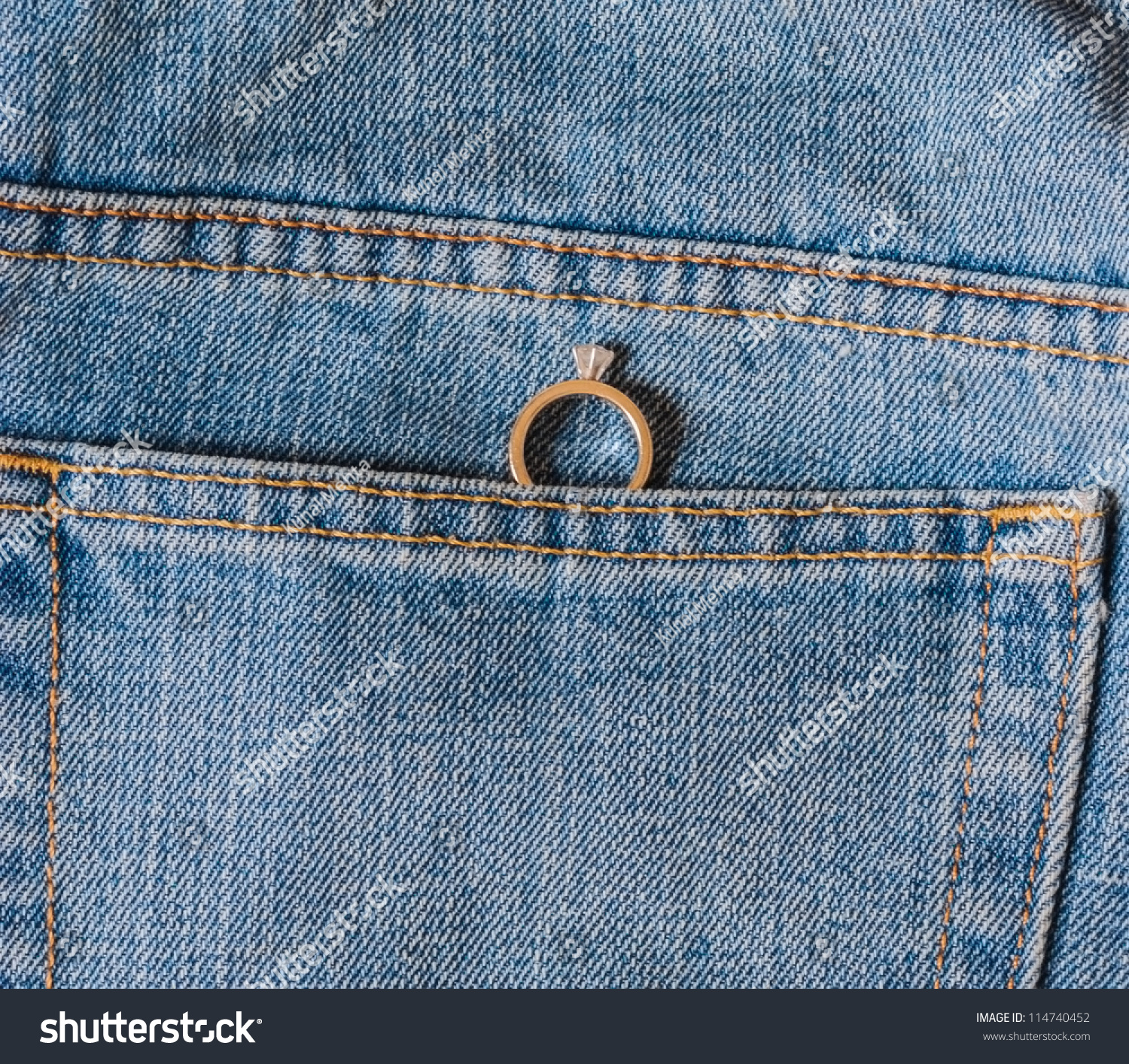 Wedding Engagement Ring Back Pocket Jeans Stock Photo Edit Now