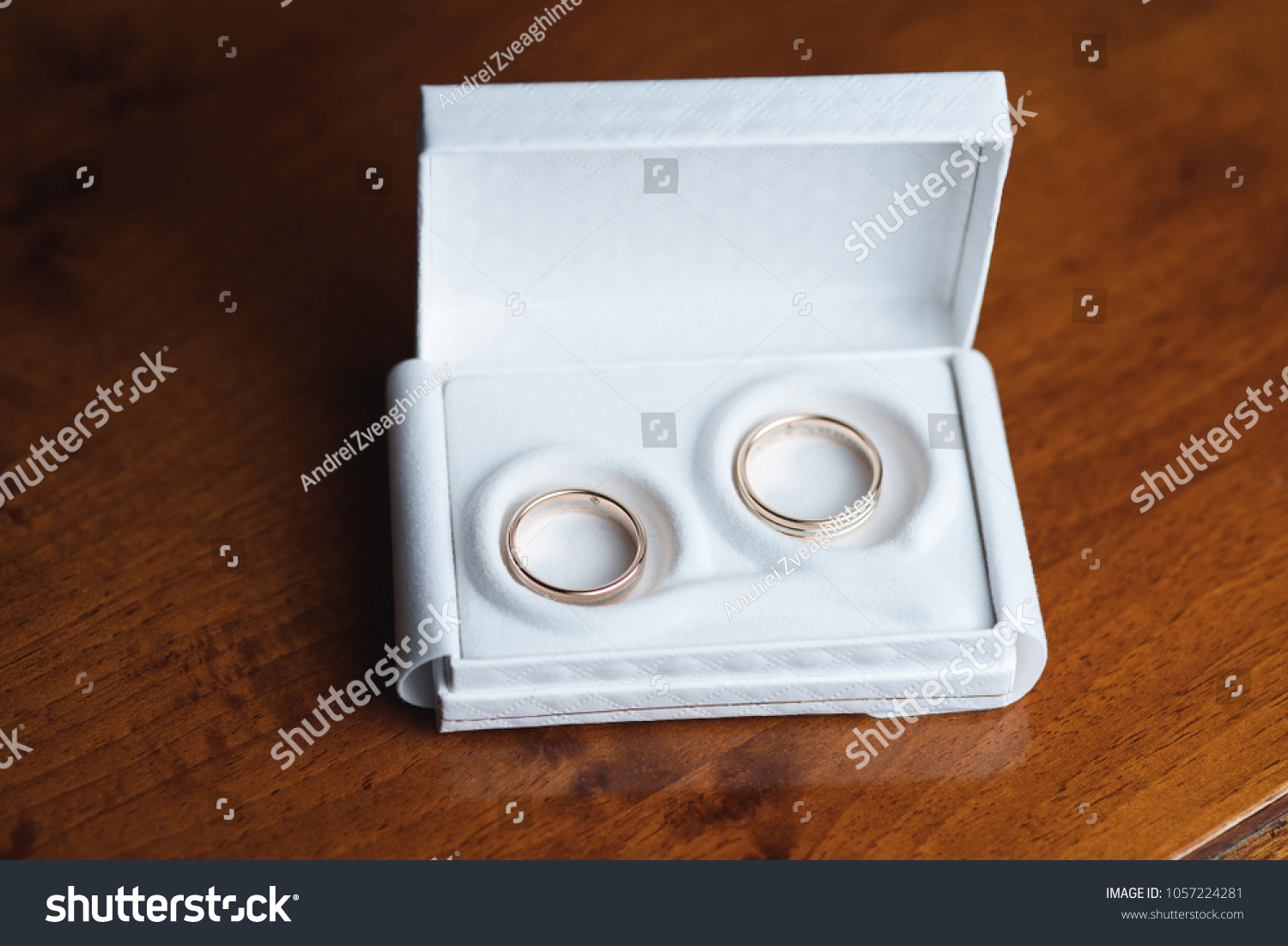 Wedding Rings White Gift Box On Stock Photo Edit Now 1057224281