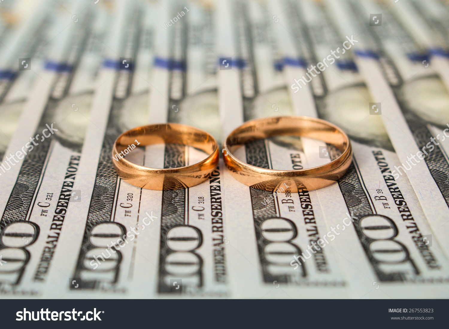 Wedding Rings On Background Money Hundred Stock Photo Edit Now - 