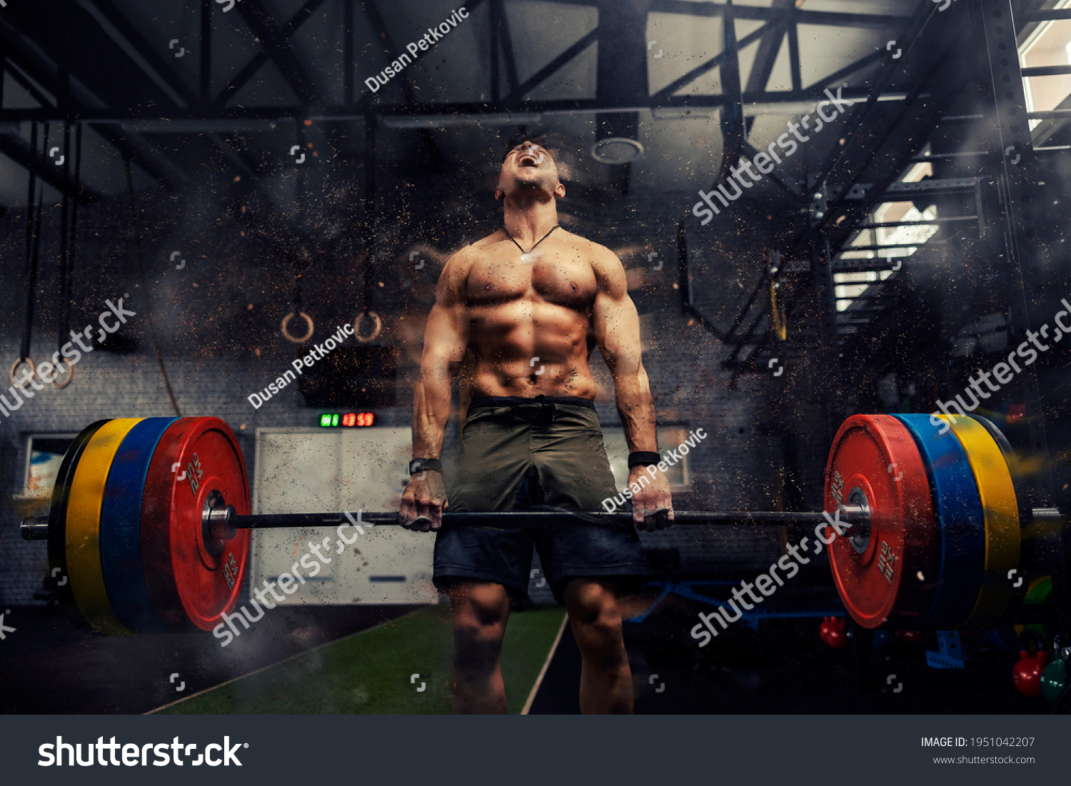 Weightlifter Gym Visual Effects Positive Energy Stock Photo 1951042207 ...