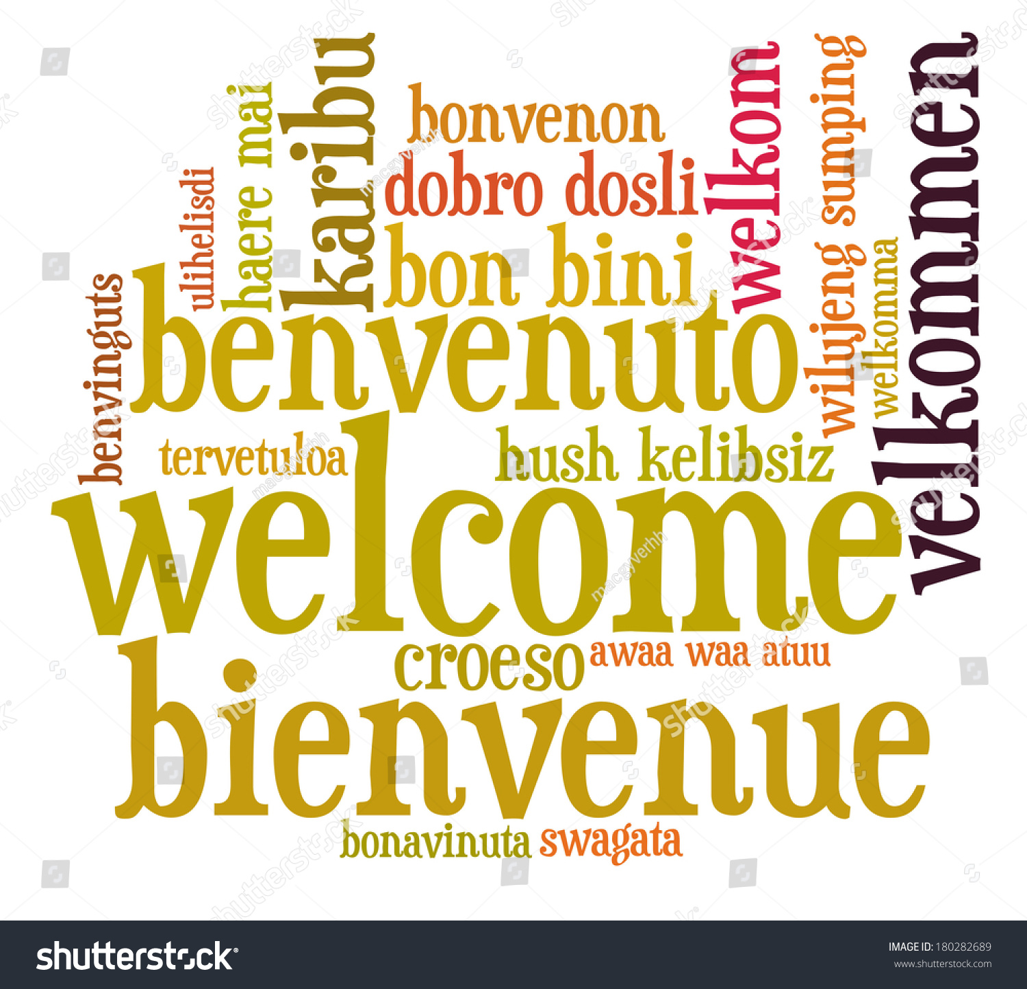 Welcome Different Languages Word Cloud Stock Illustration 180282689 ...