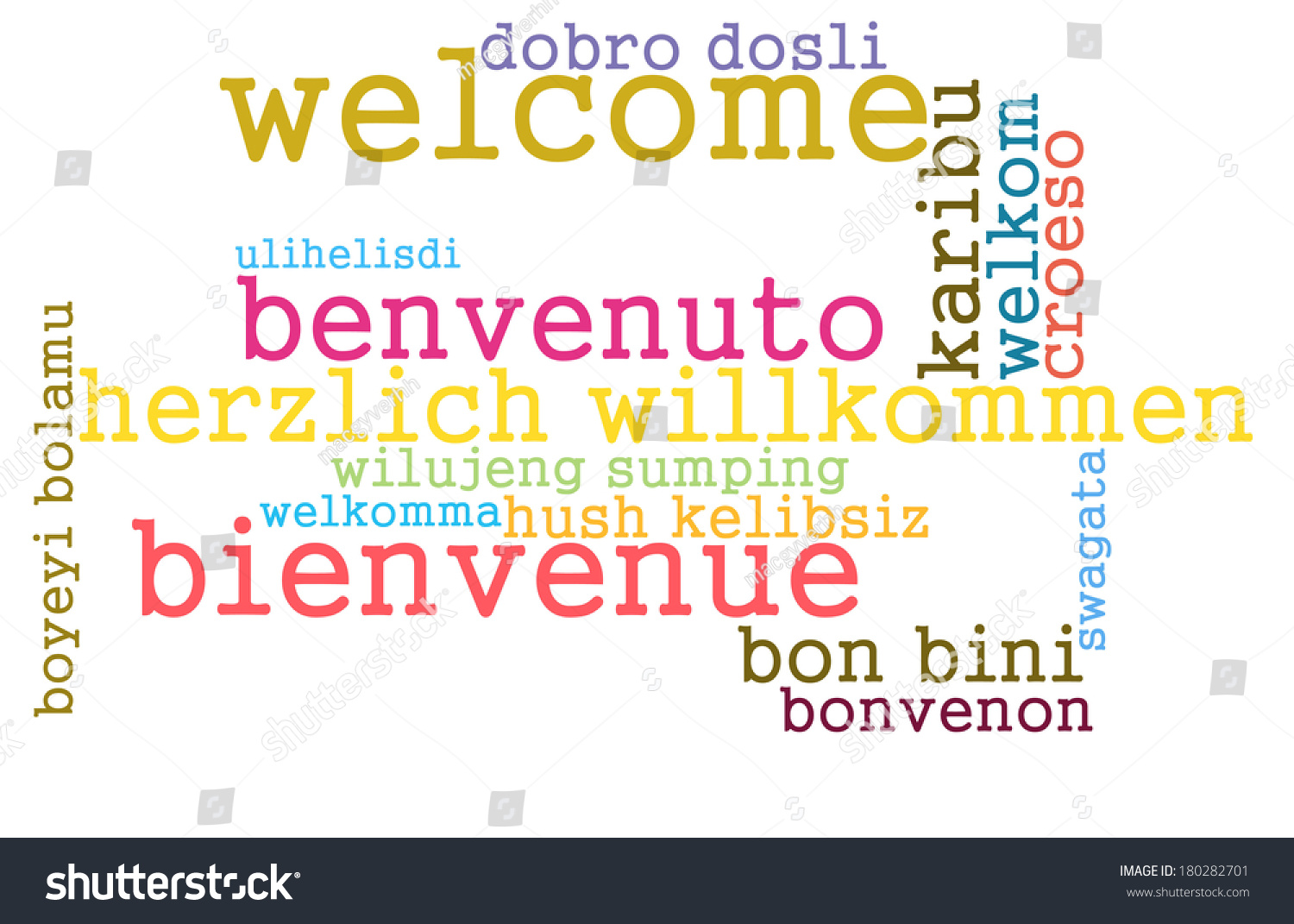 Welcome Different Languages Word Cloud Stock Illustration 180282701 ...