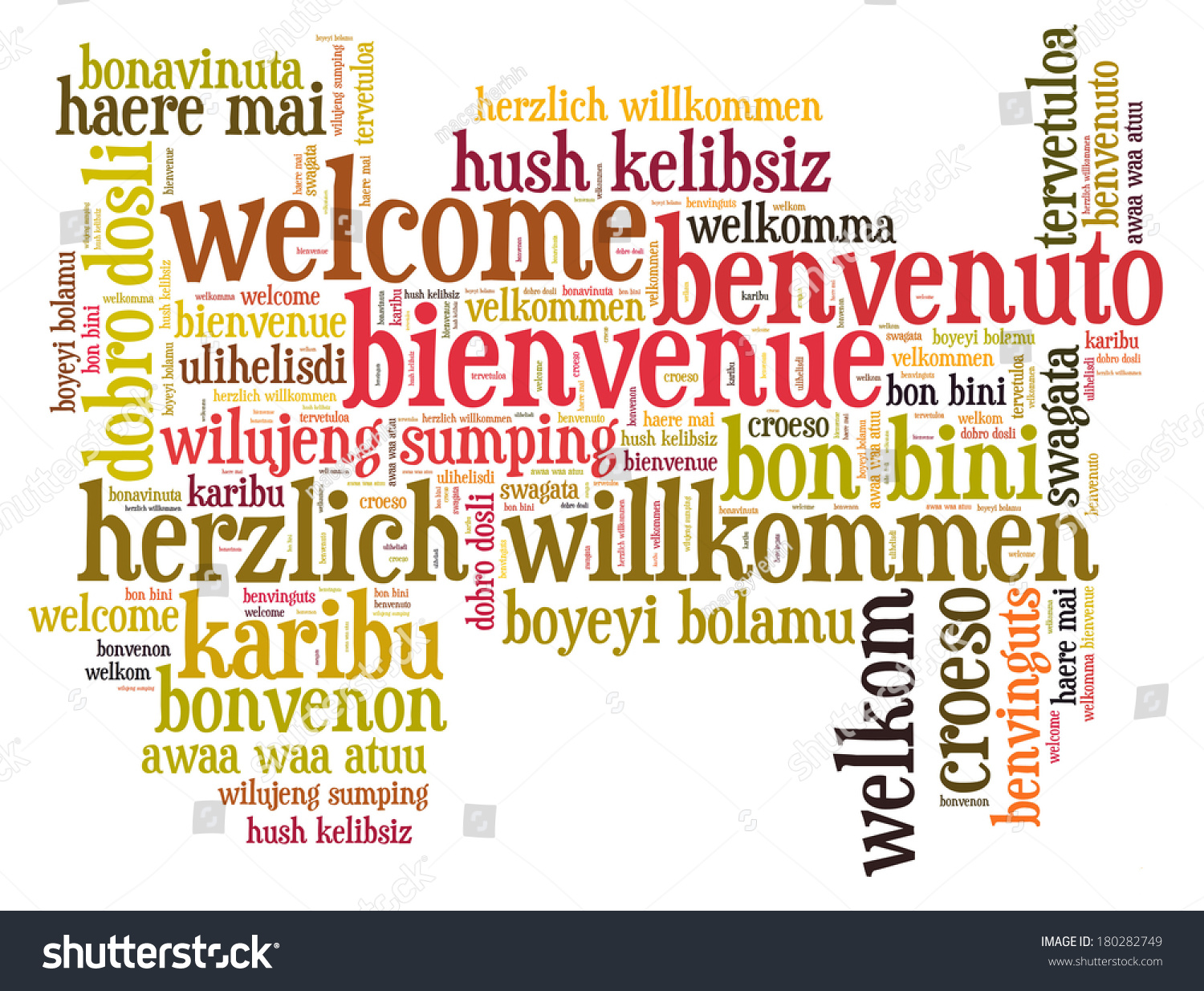 Welcome Different Languages Word Cloud Stock Illustration 180282749 ...