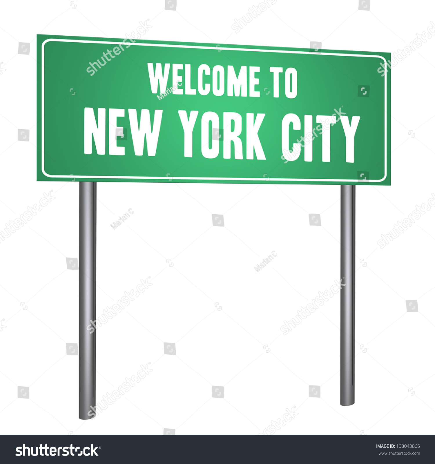 Welcome To New York On The Road Sign Isolated On Withe Stock Photo ...