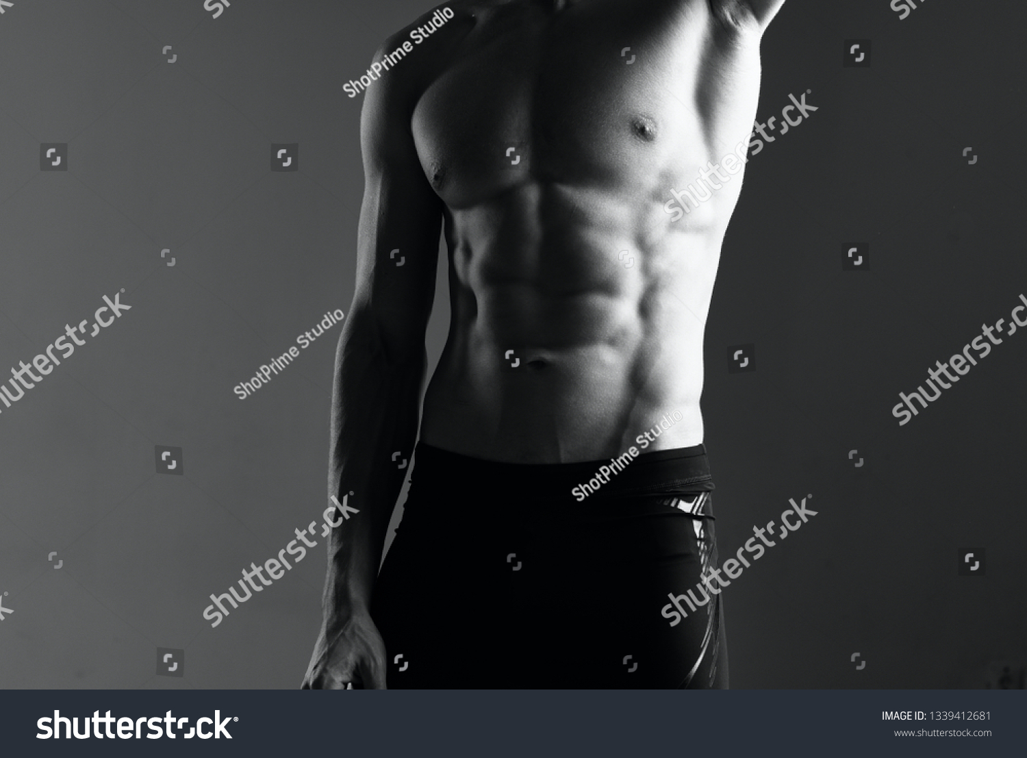 Wellbuilt Male Taurus Muscular Naked Body Stock Photo