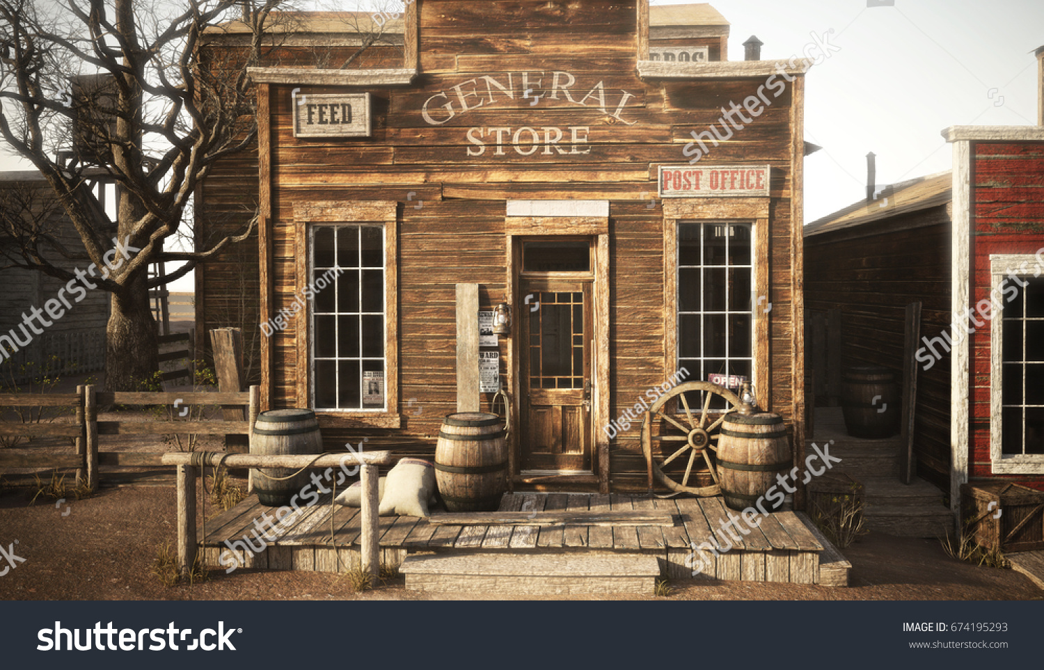 Western Town Rustic General Store 3d Stock Illustration 674195293