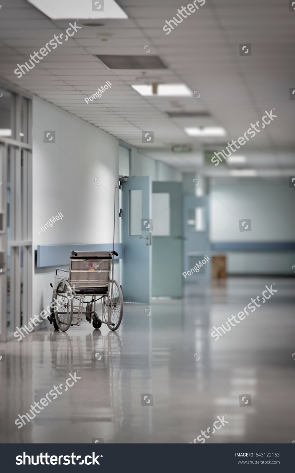 Wheelchair Empty Wait Use Hospital Hallway Stock Photo 643122163 ...