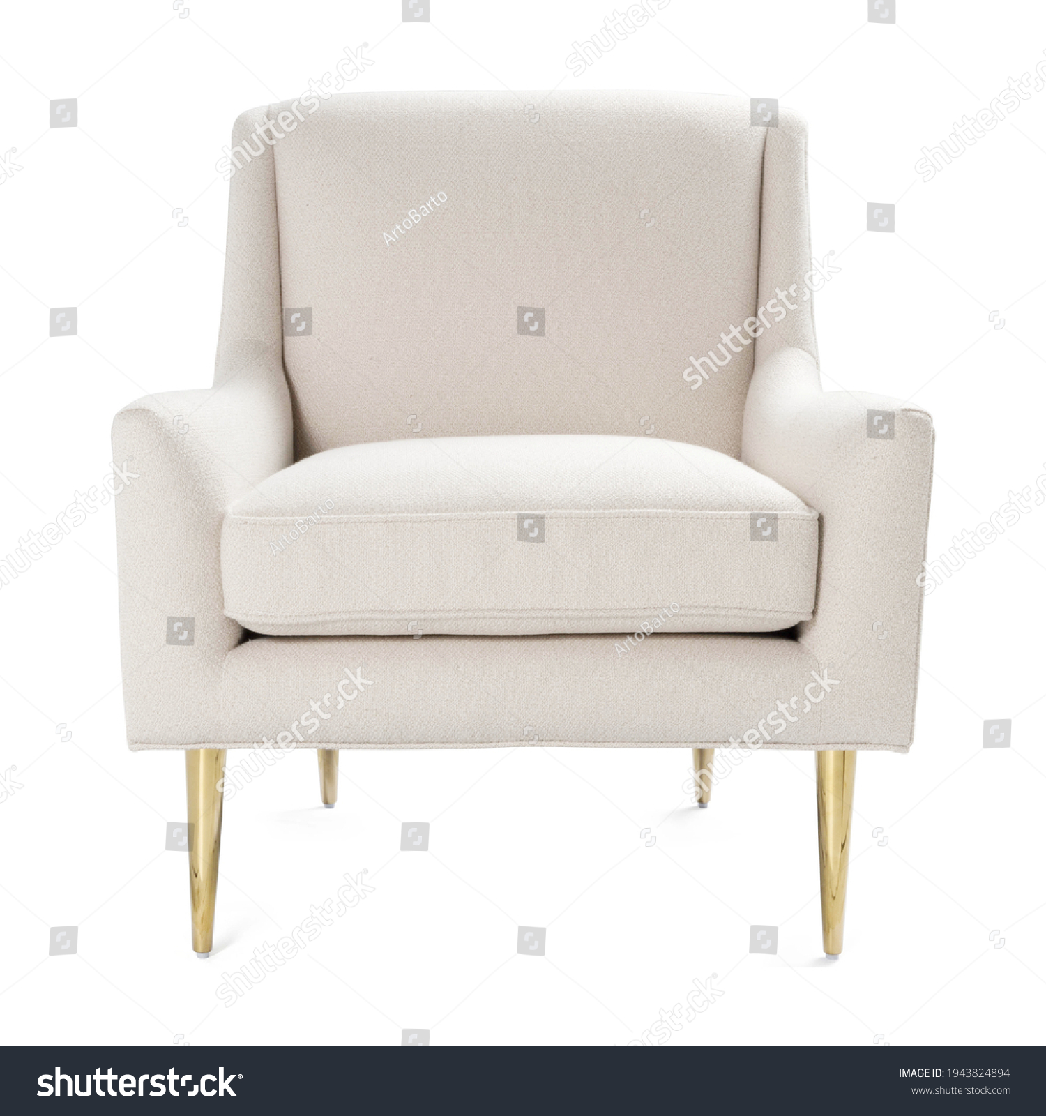 Foto Stok White Accent Chair Isolated On White Edit Sekarang 1943824894