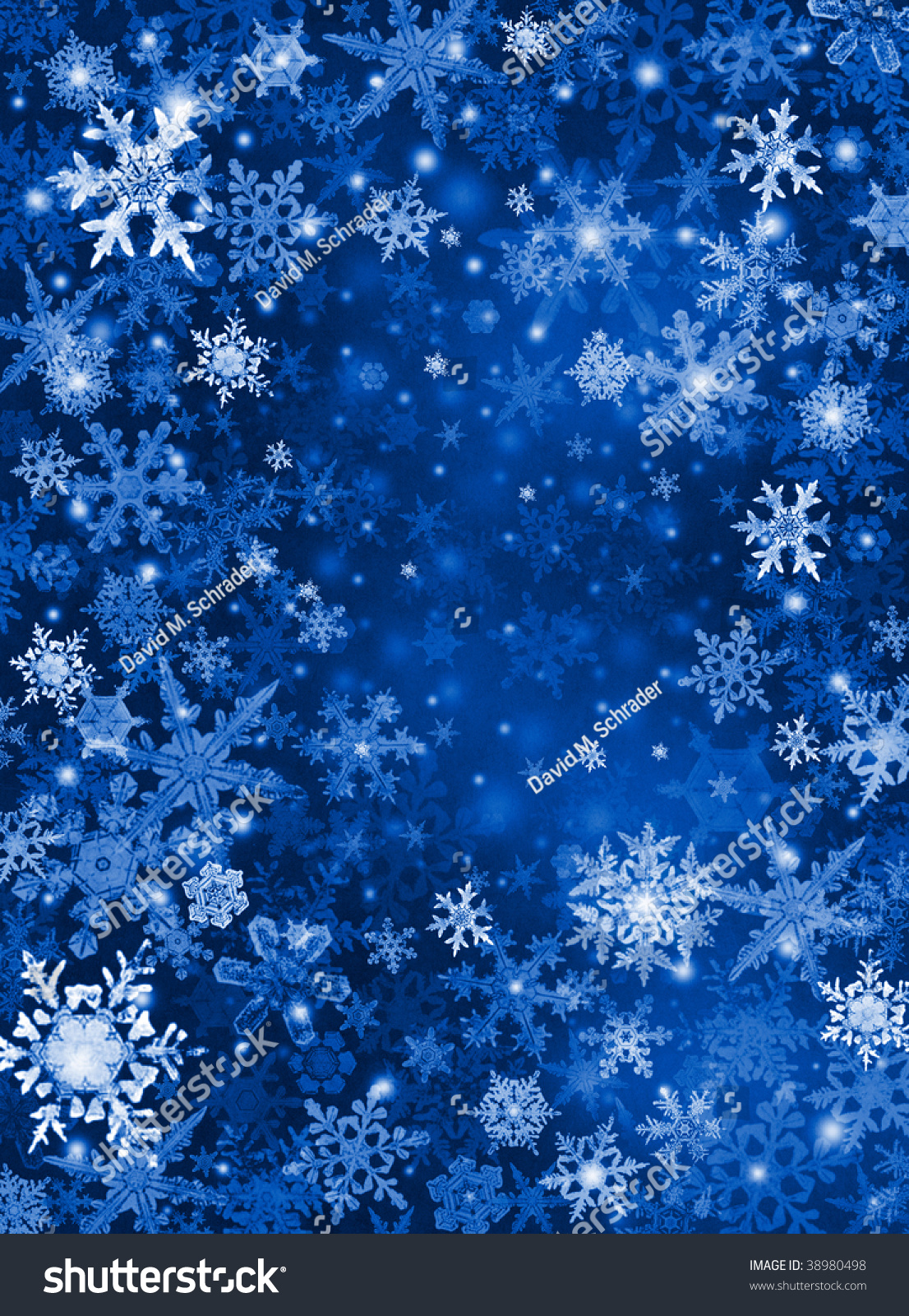 White Blue Snowflakes On Dark Blue Stock Illustration 38980498 ...