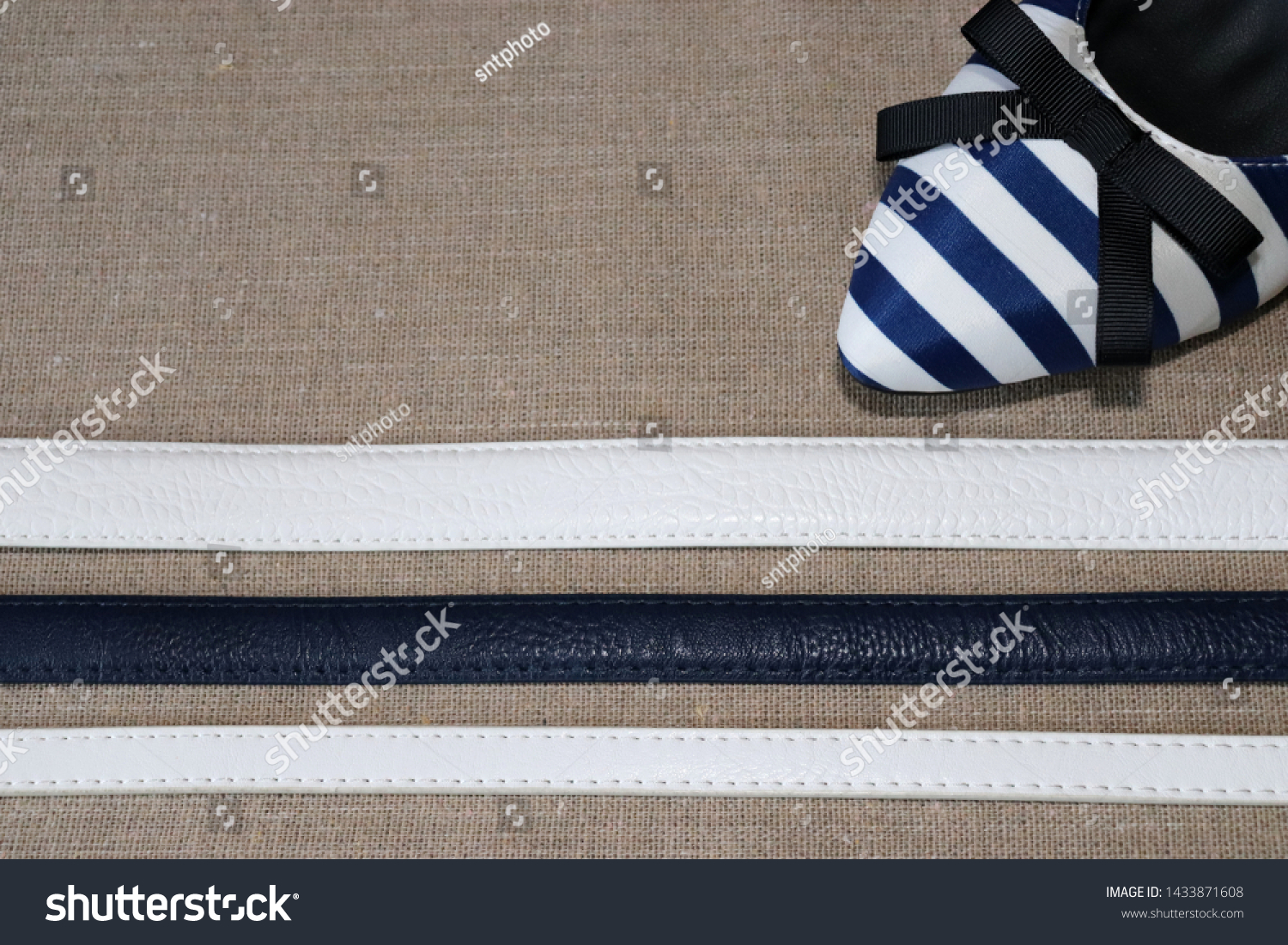 White Blue Striped Shoes Decorated 