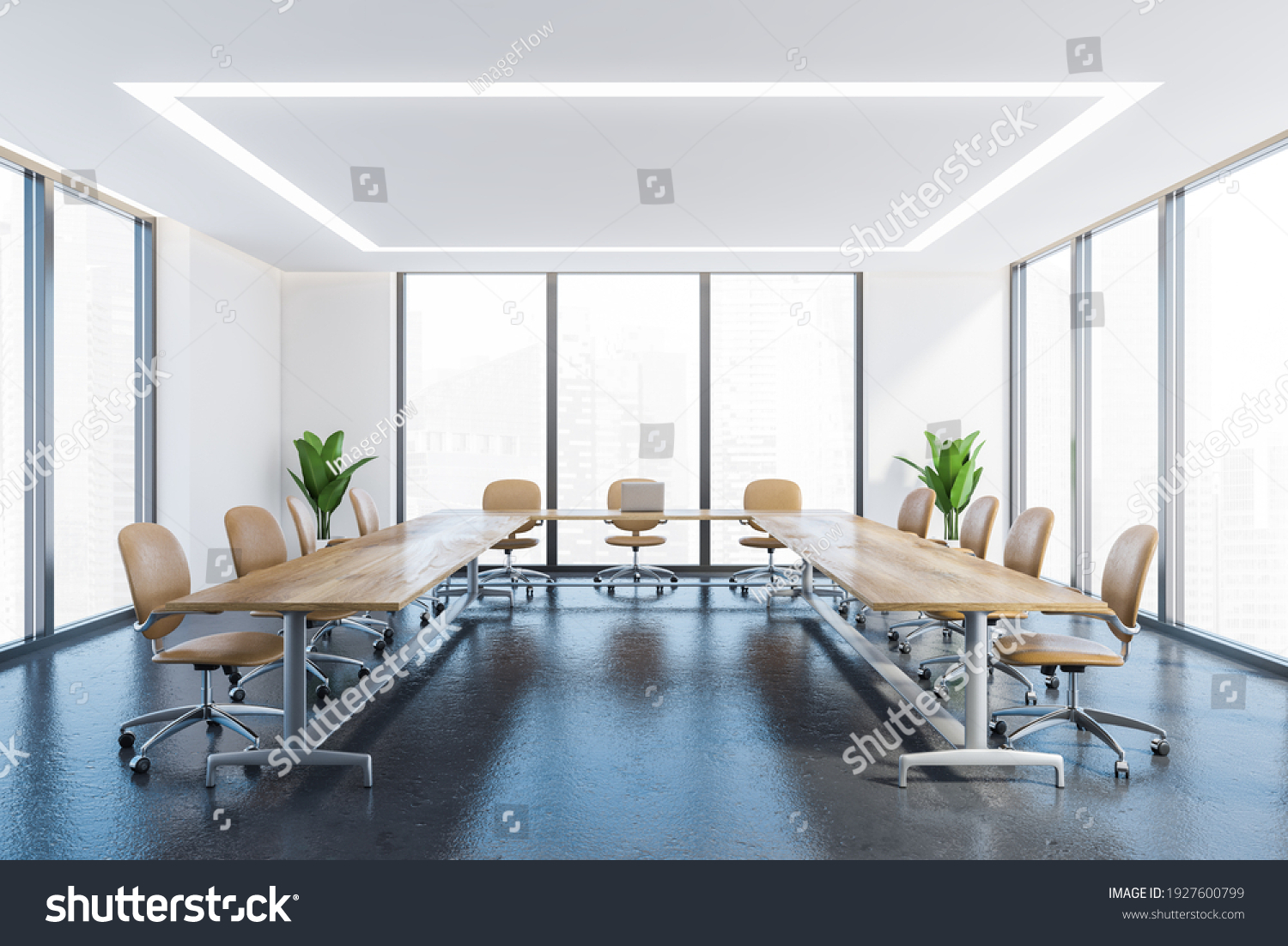 White Grey Office Conference Room Wooden Stock Illustration 1927600799 ...