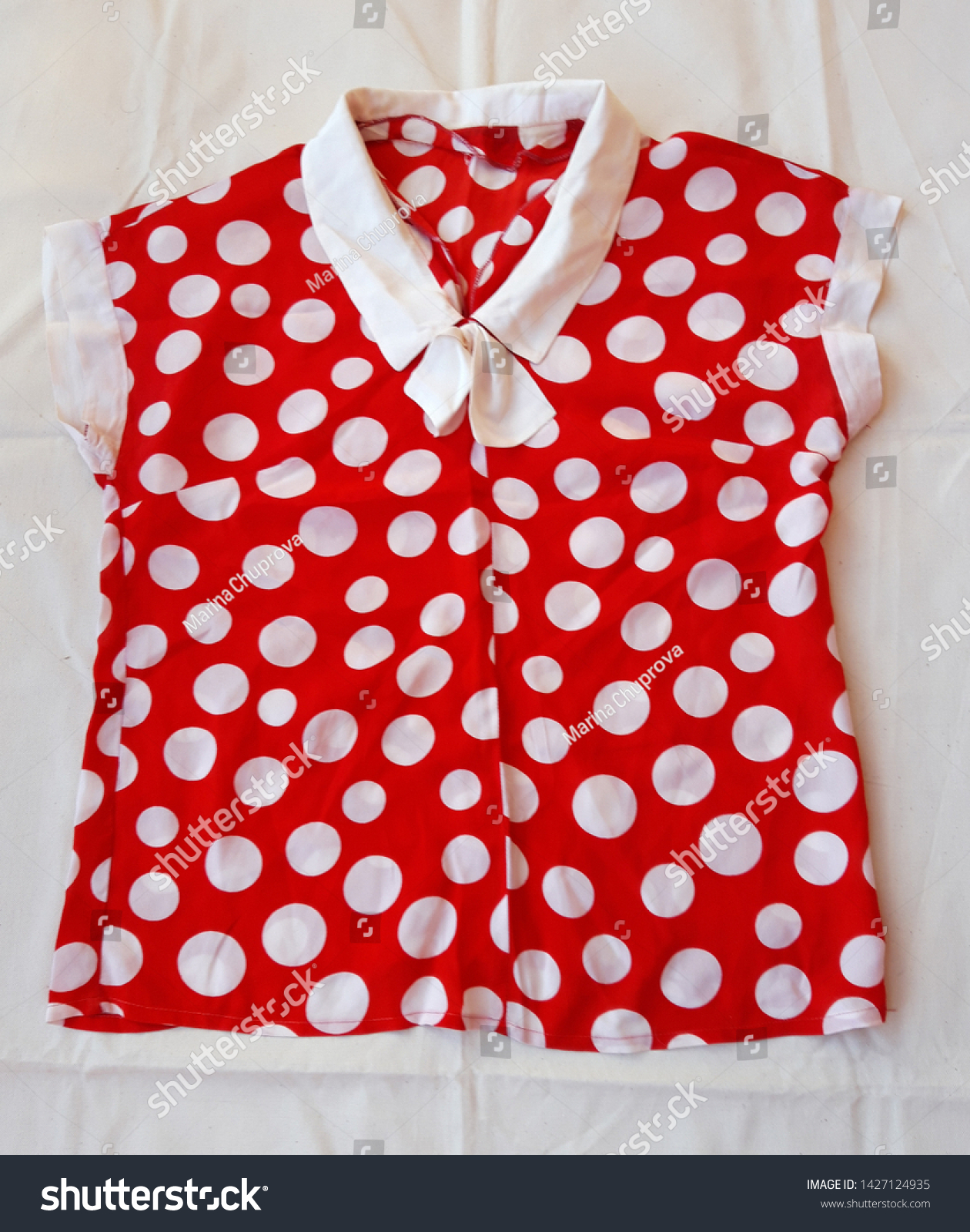 vintage polka dot blouse
