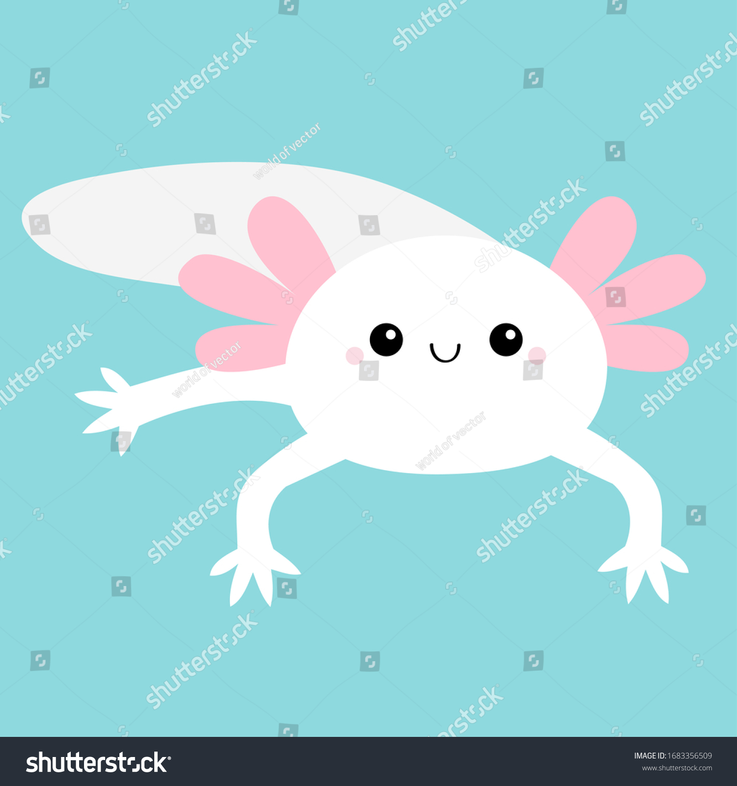 White Axolotyl Mexican Salamander Cute Axolotl Stock Illustration