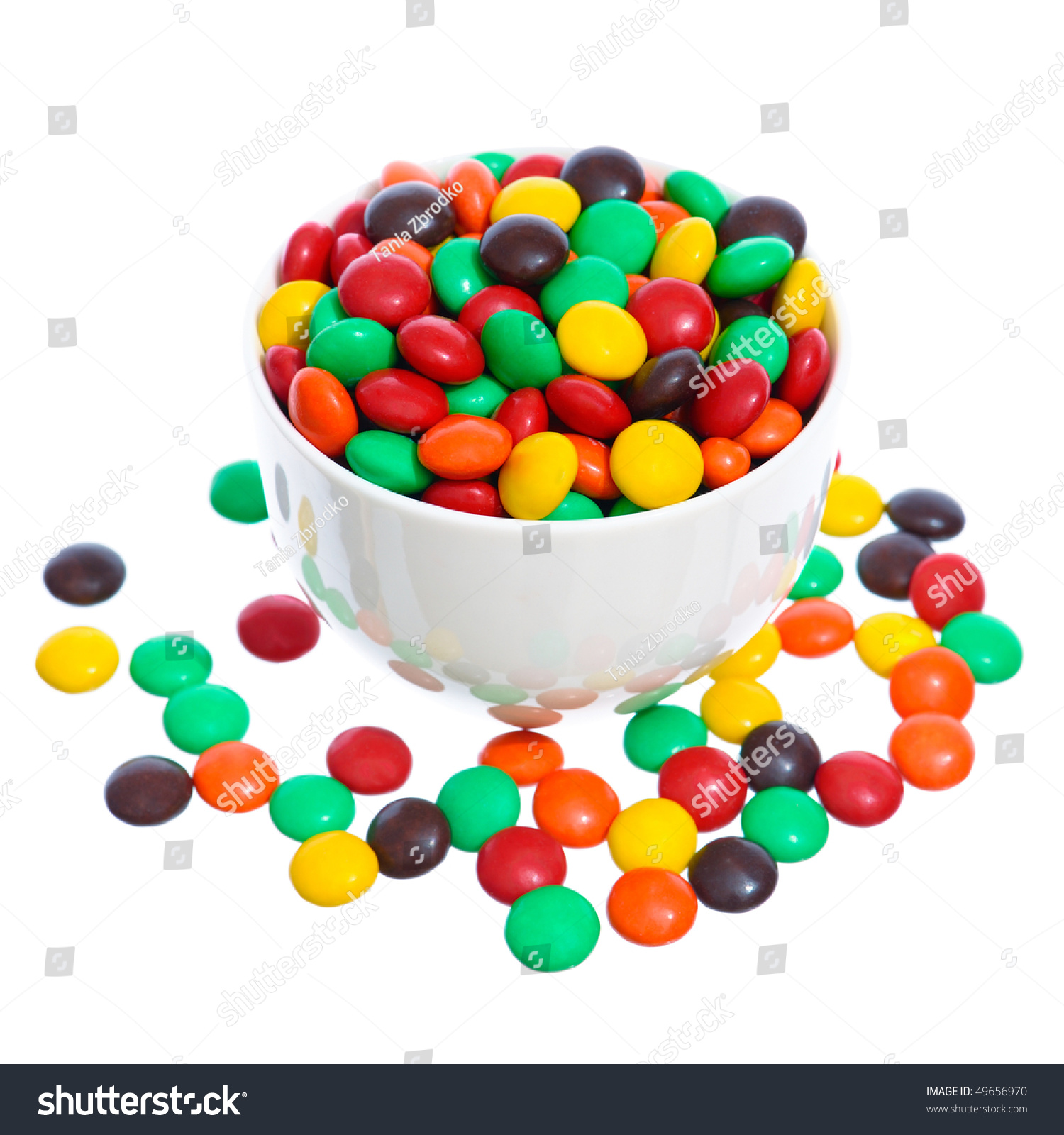 White Bowl Full Of Candies Isolated On White. Stock Photo 49656970 ...