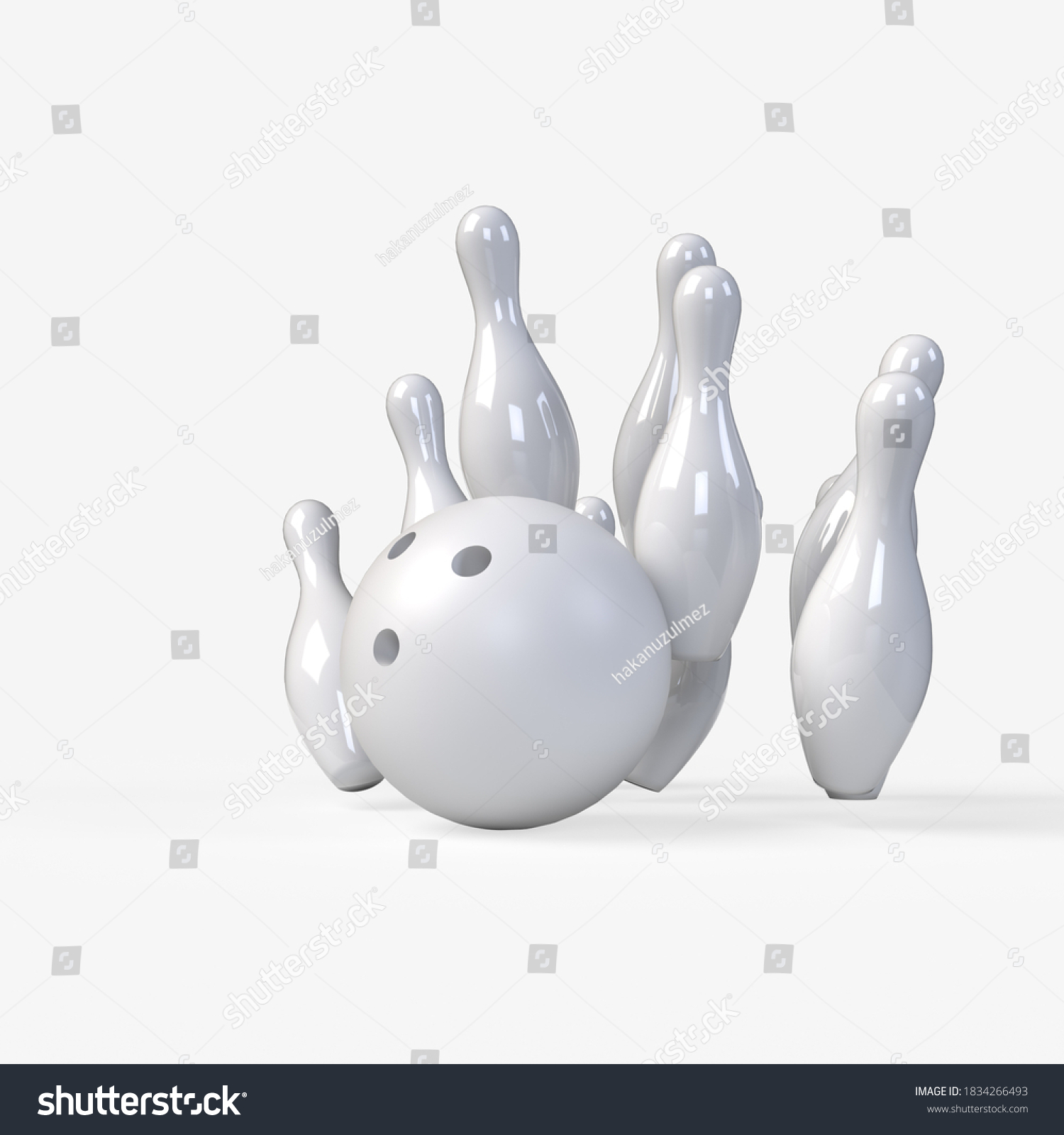 Download White Bowling Ball Skittle Mockup 3d Stock Illustration 1834266493