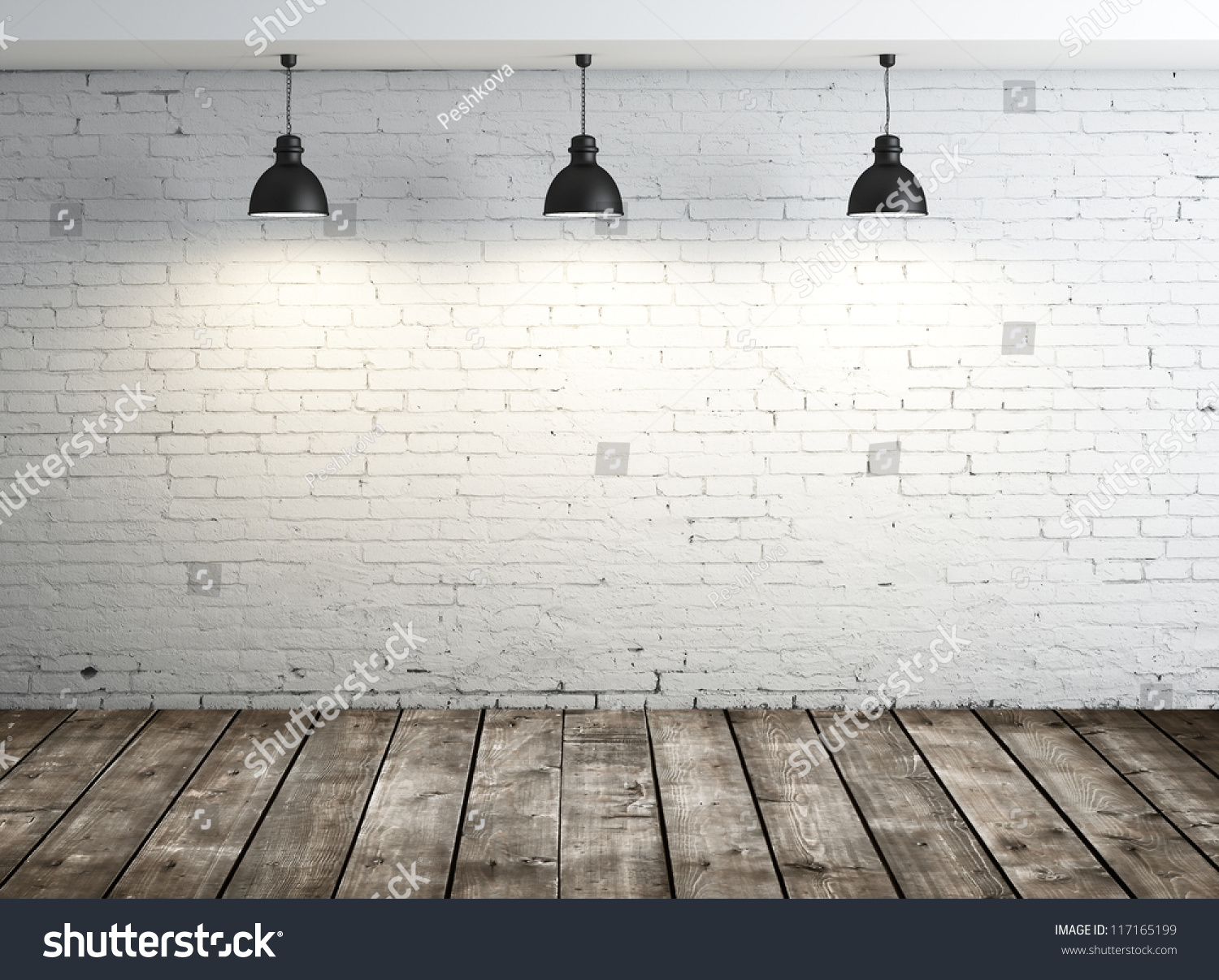 White Brick Room With Ceiling Lamp Stock Photo 117165199 : Shutterstock