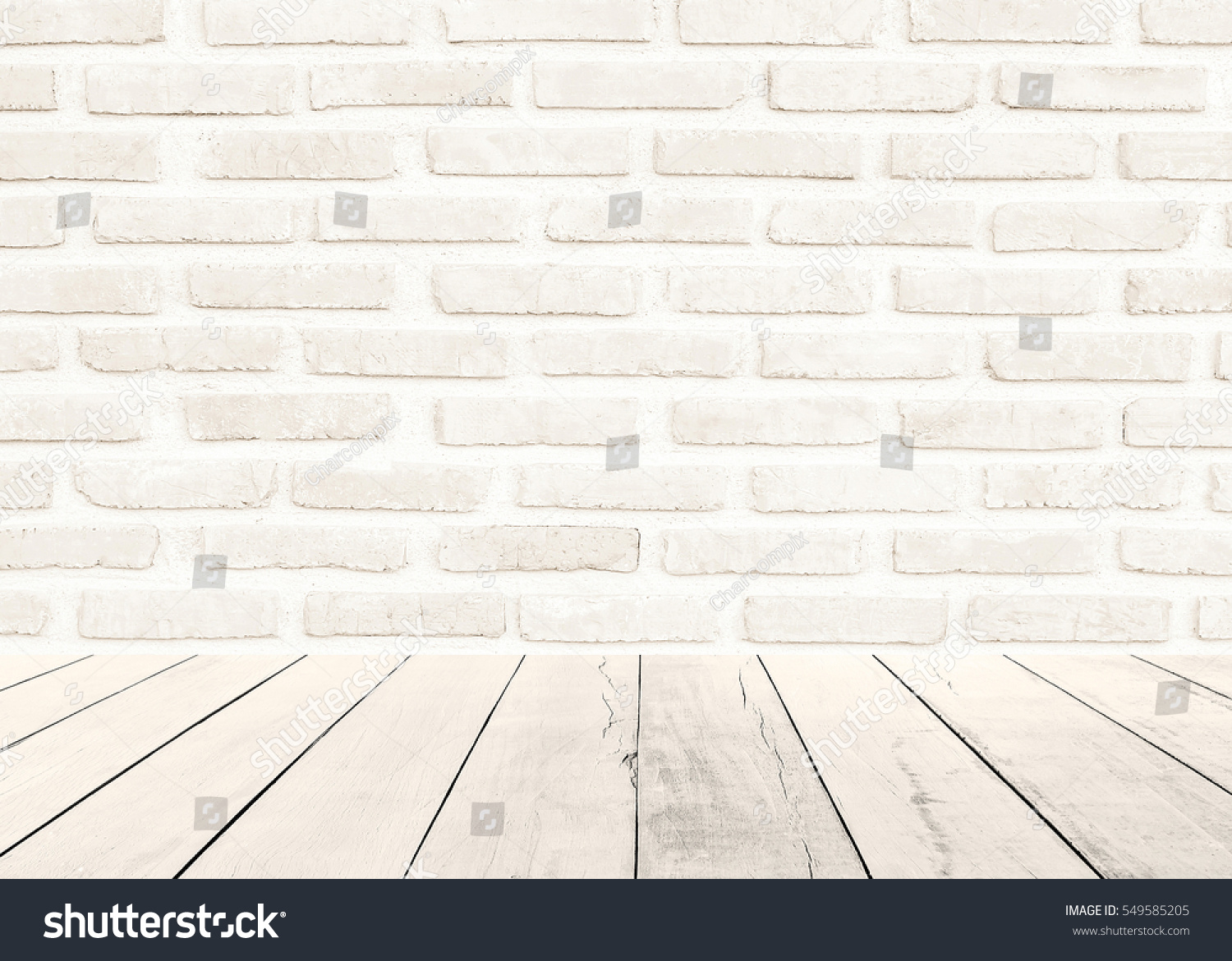 White Brick Wall Background Wood Floor Stock Photo 549585205 White Brick Wall Background Wood Floor Stock Photo 549585205