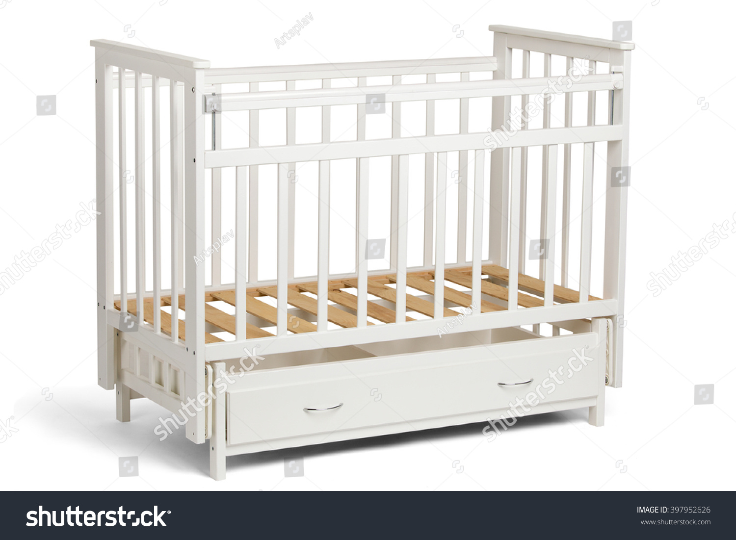 White Crib Kids Without Mattress Compartment Stock Photo Edit Now