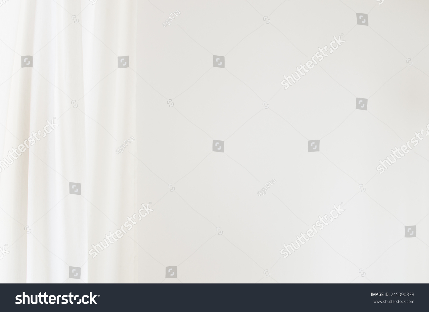 White Curtain On White Wall Background Stock Photo 245090338 - Shutterstock