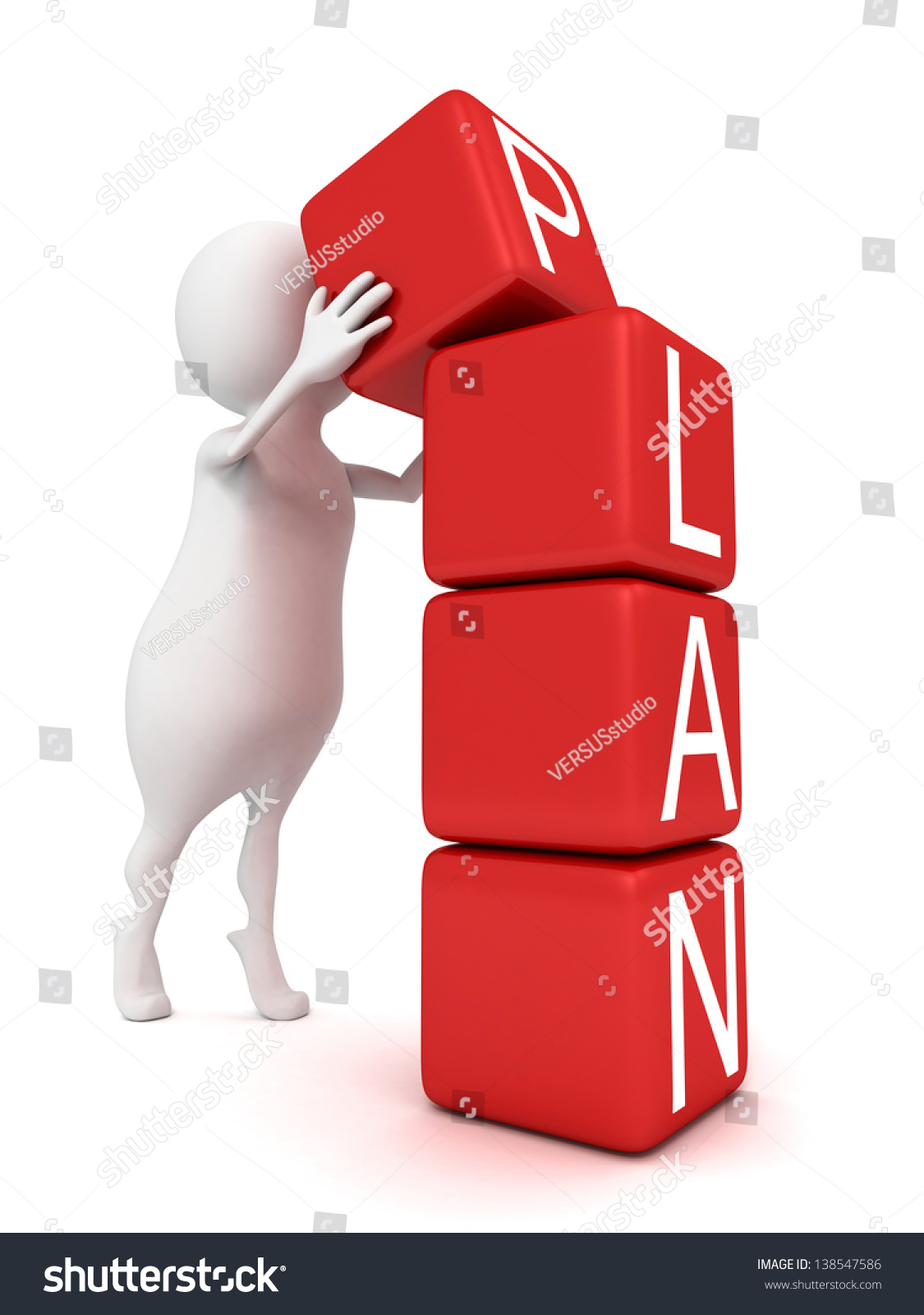 White 3d Man Build Plan Blocks Stock Illustration 138547586 | Shutterstock