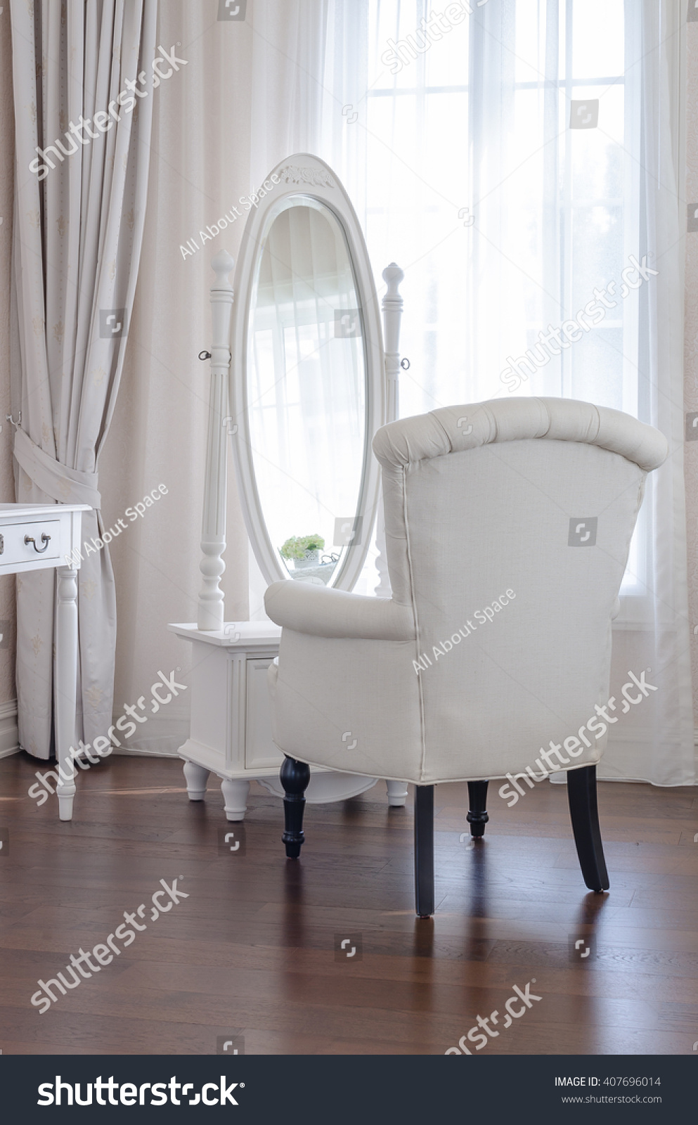 White Dressing Table Classic Chair Aand Stock Photo Edit Now 407696014