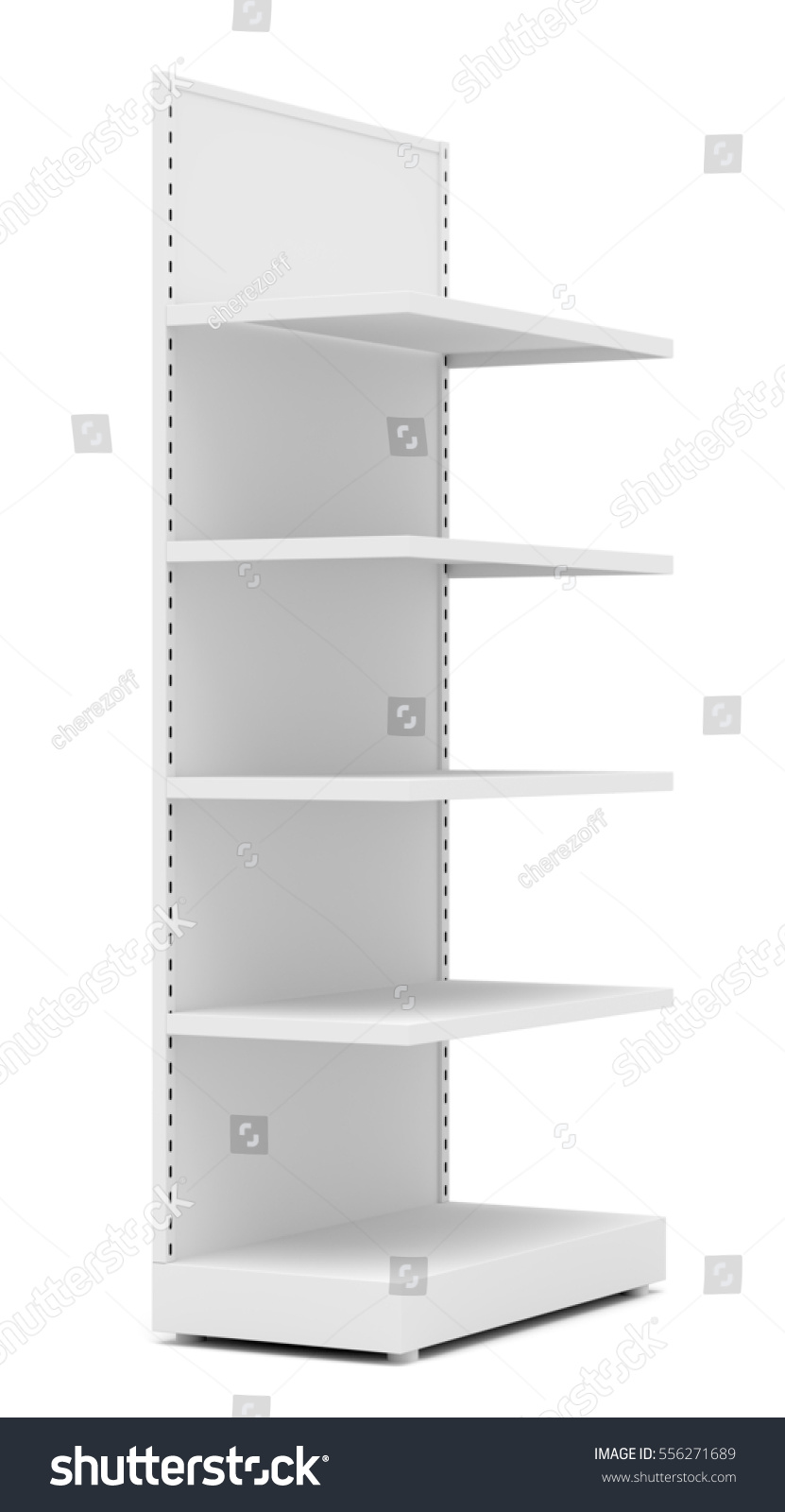 White Empty Retail Shelves Side View Stock Illustration 556271689