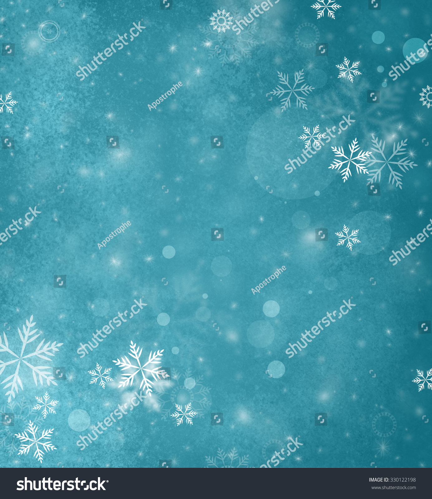 White Falling Snow On Teal Blue Background, Merry Christmas Or Winter ...