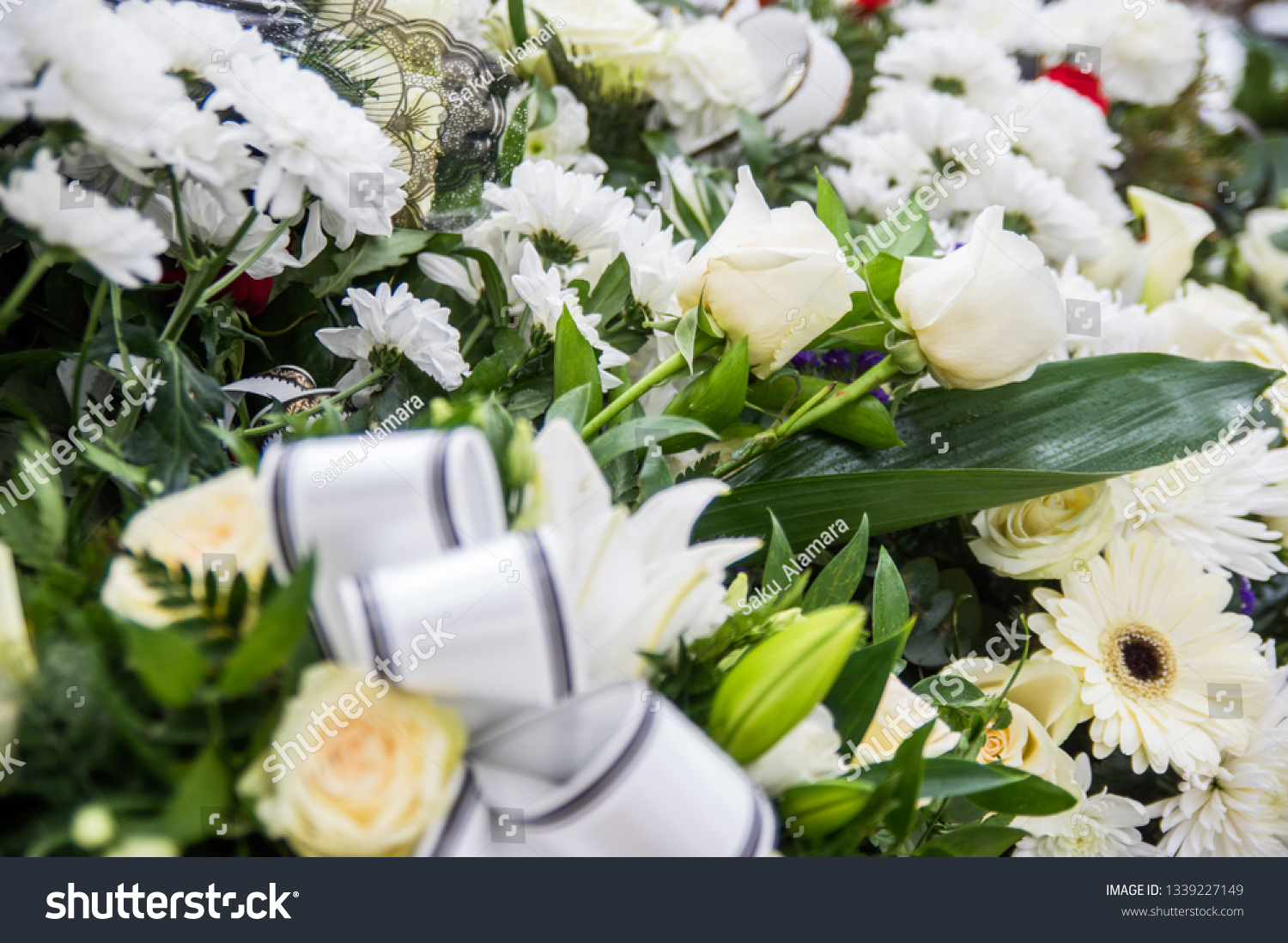 White Flowers On Funeral Ceremony Grief Stock Photo Edit Now