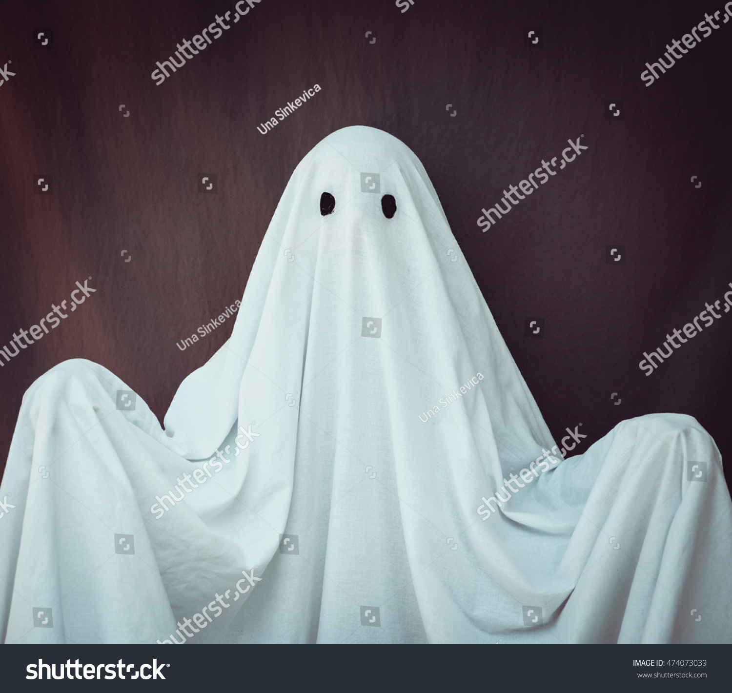 White Ghost On Gray Background Halloween Stock Photo 474073039 