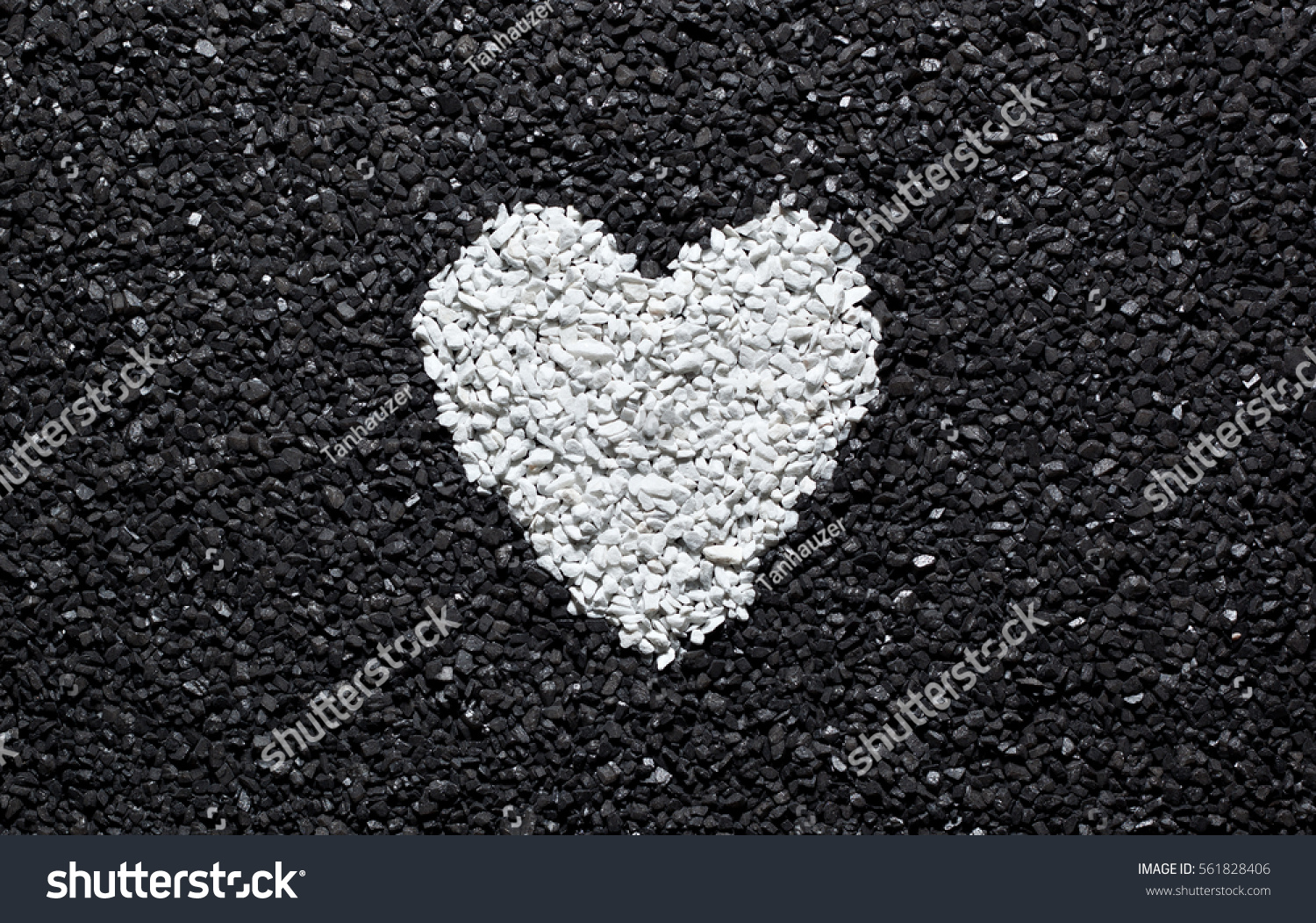 White Heart On Black Background Stones Stock Photo Edit Now