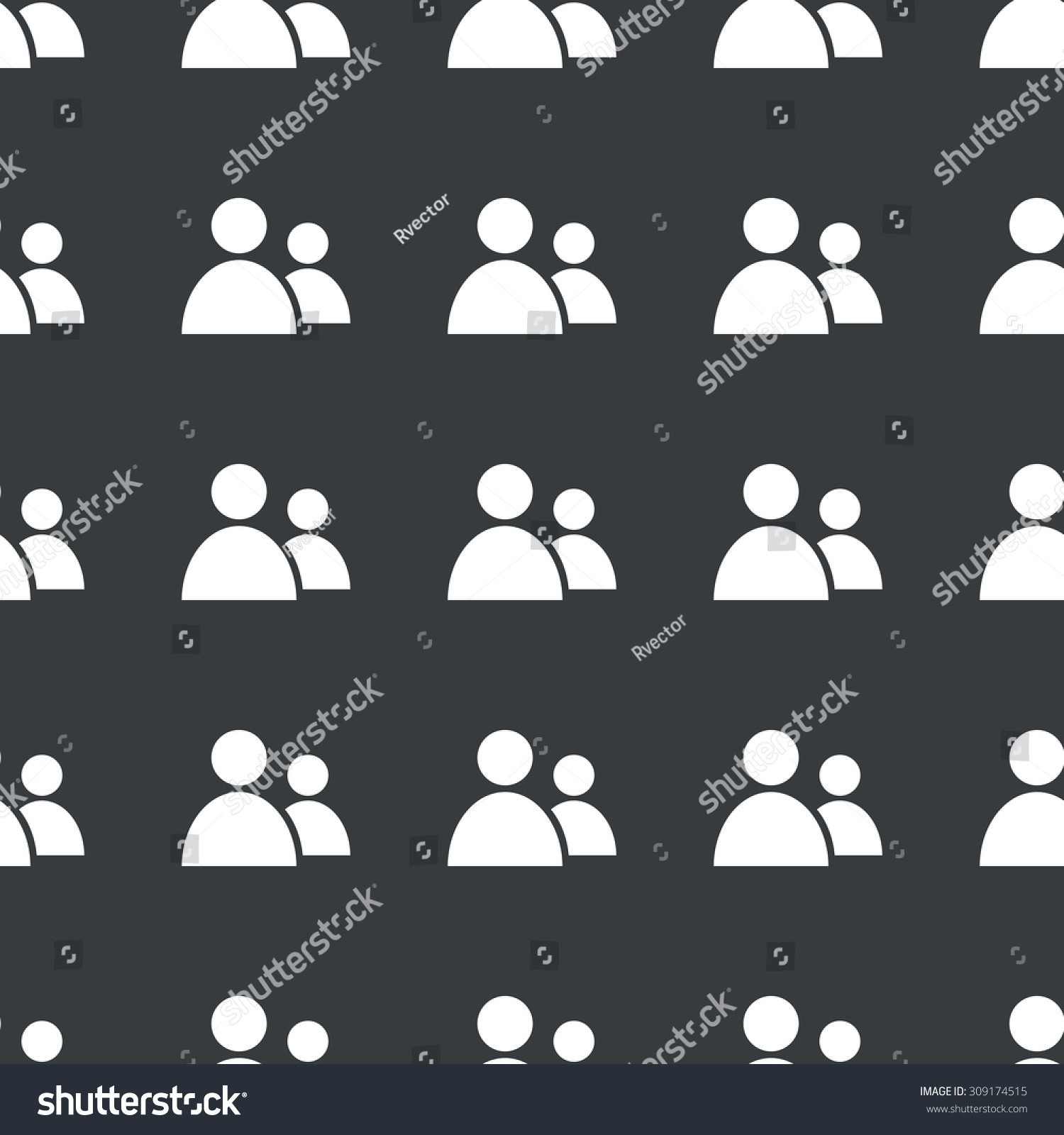 White Image Of Two User Icons Repeated On Black Background Stock Photo ...