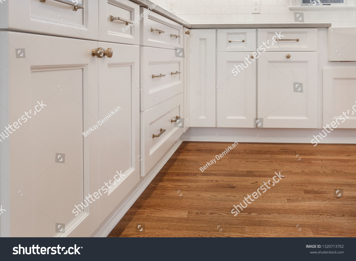 White Kitchen Built Shaker Style Cabinets Stock Photo Edit Now
