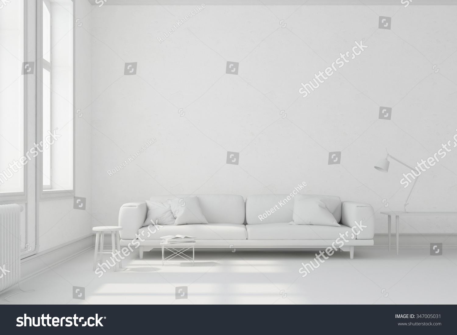 White Living Room Sofa Furniture 3d Stock Illustration 347005031